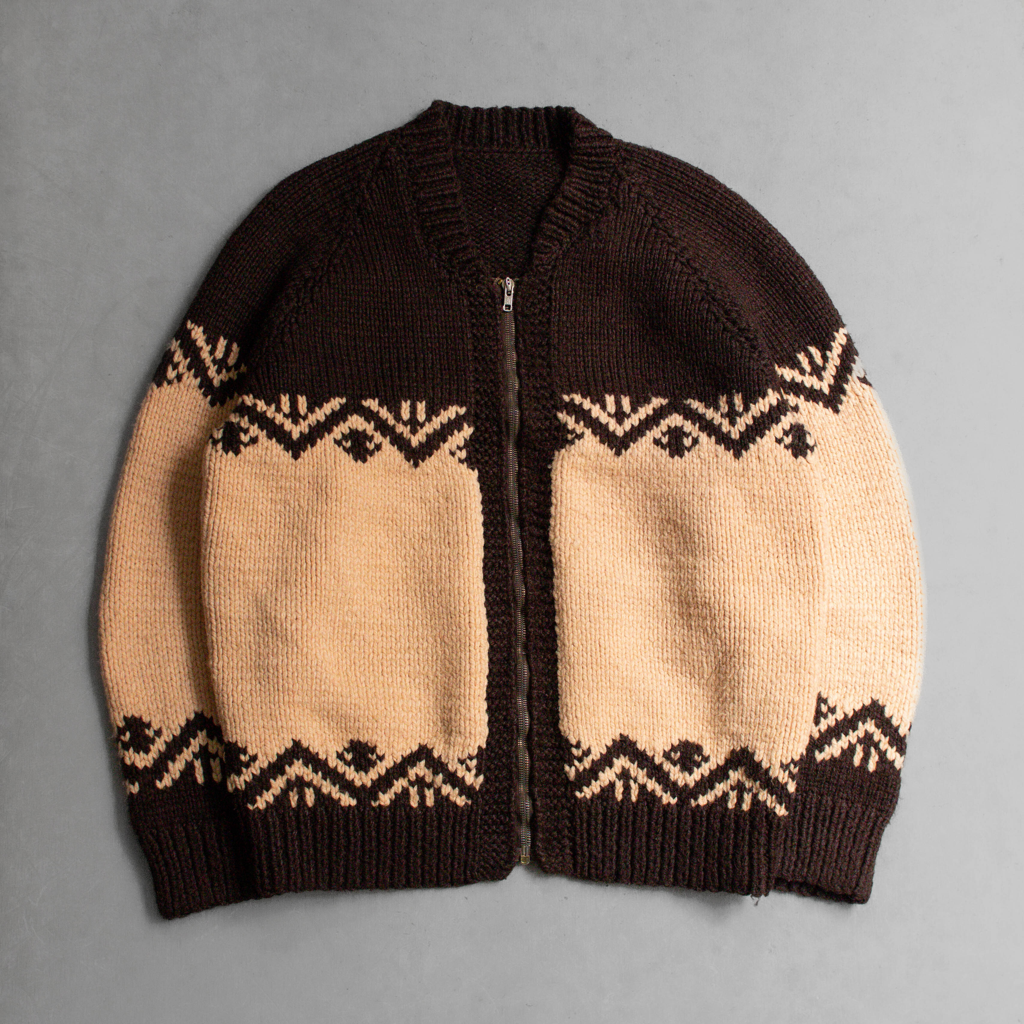 VINTAGE COWICHAN CARDIGAN 美國 棕色 無領 羊毛 針織 考津 毛衣 外套