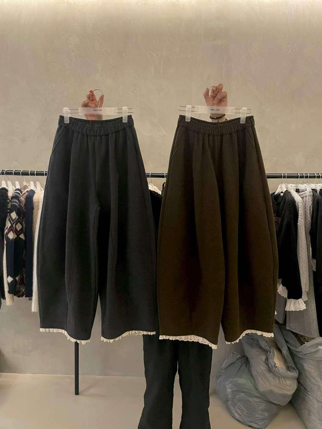 MP5418 全橡筋壓褶蕾絲休閒寬褲 *特價* (優惠碼同充值購物金不適用)