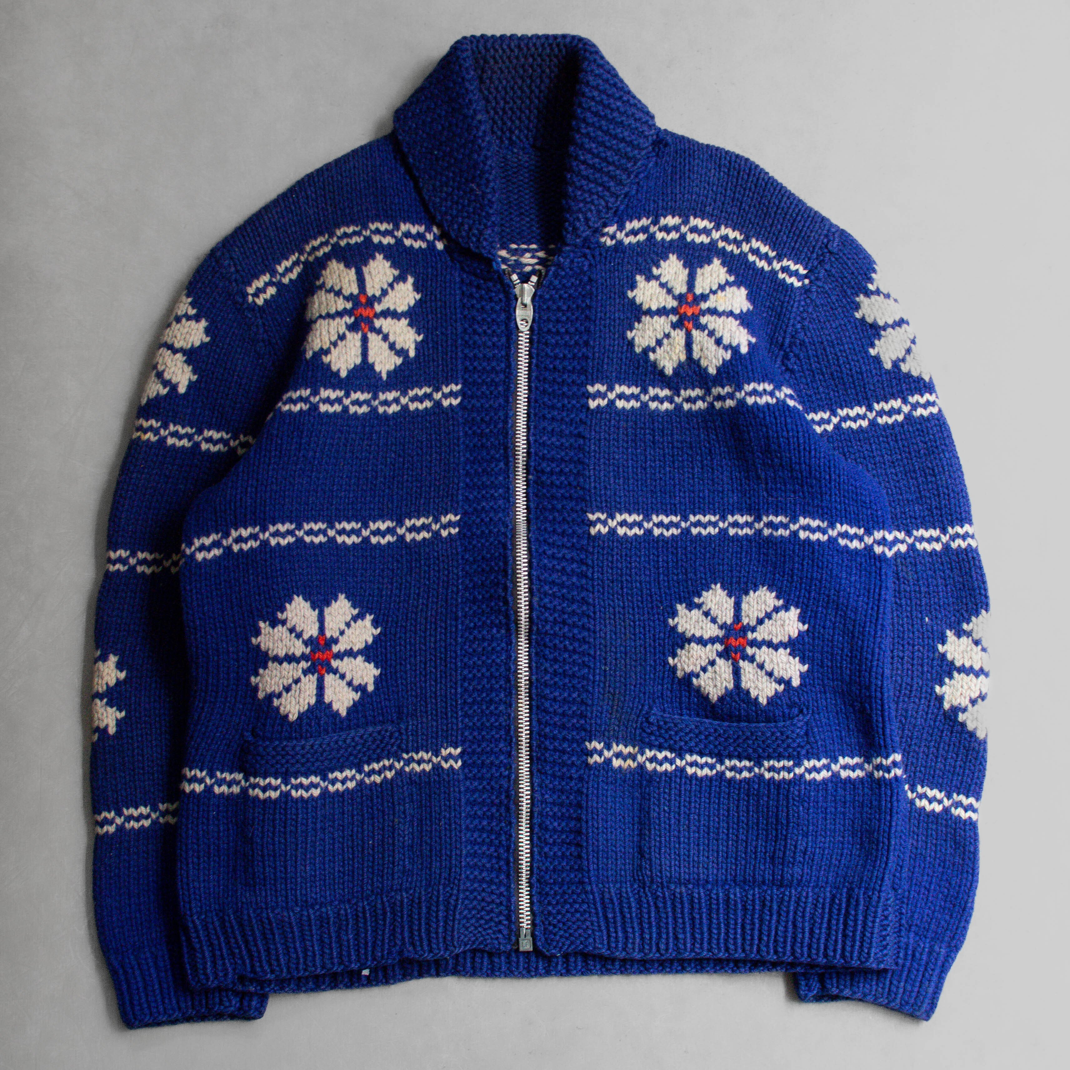 VINTAGE COWICHAN CARDIGAN 加拿大 藍色 雪花 羊毛 針織 考津 毛衣 外套