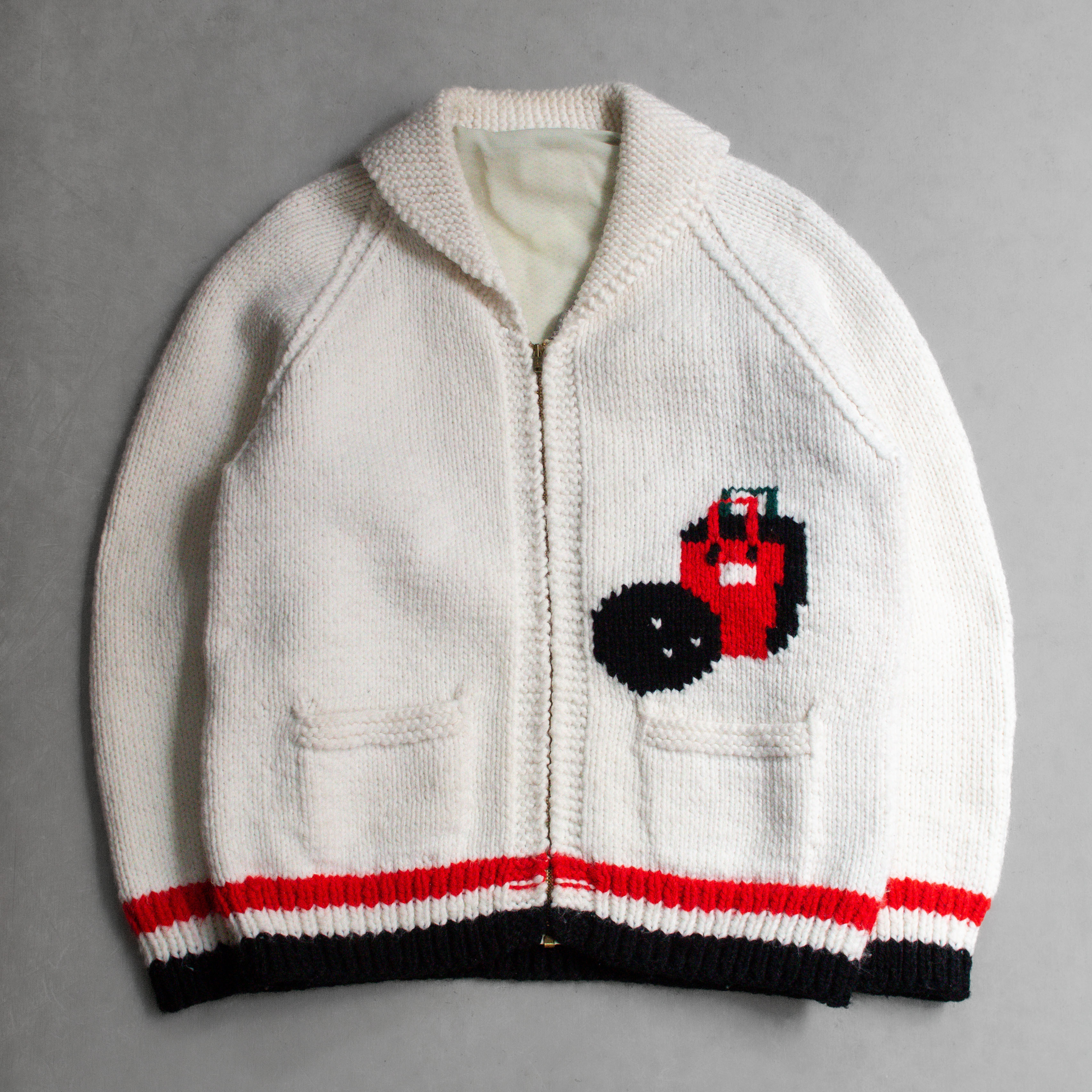 VINTAGE COWICHAN CARDIGAN 美國 白色 保齡球 羊毛 針織 考津 毛衣 外套