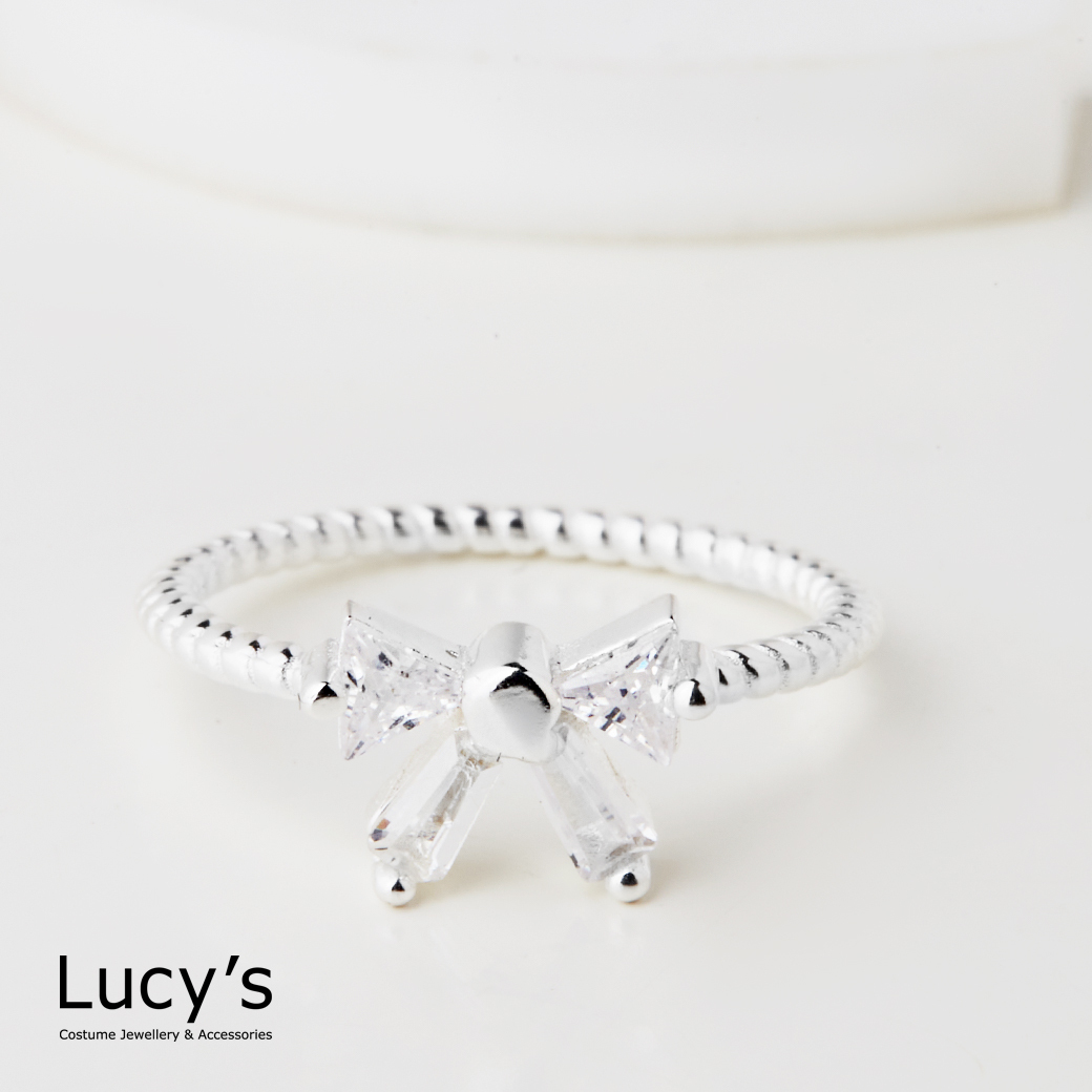 925純銀 蝴蝶結鋯石 尾戒 (125876/125877/125878)