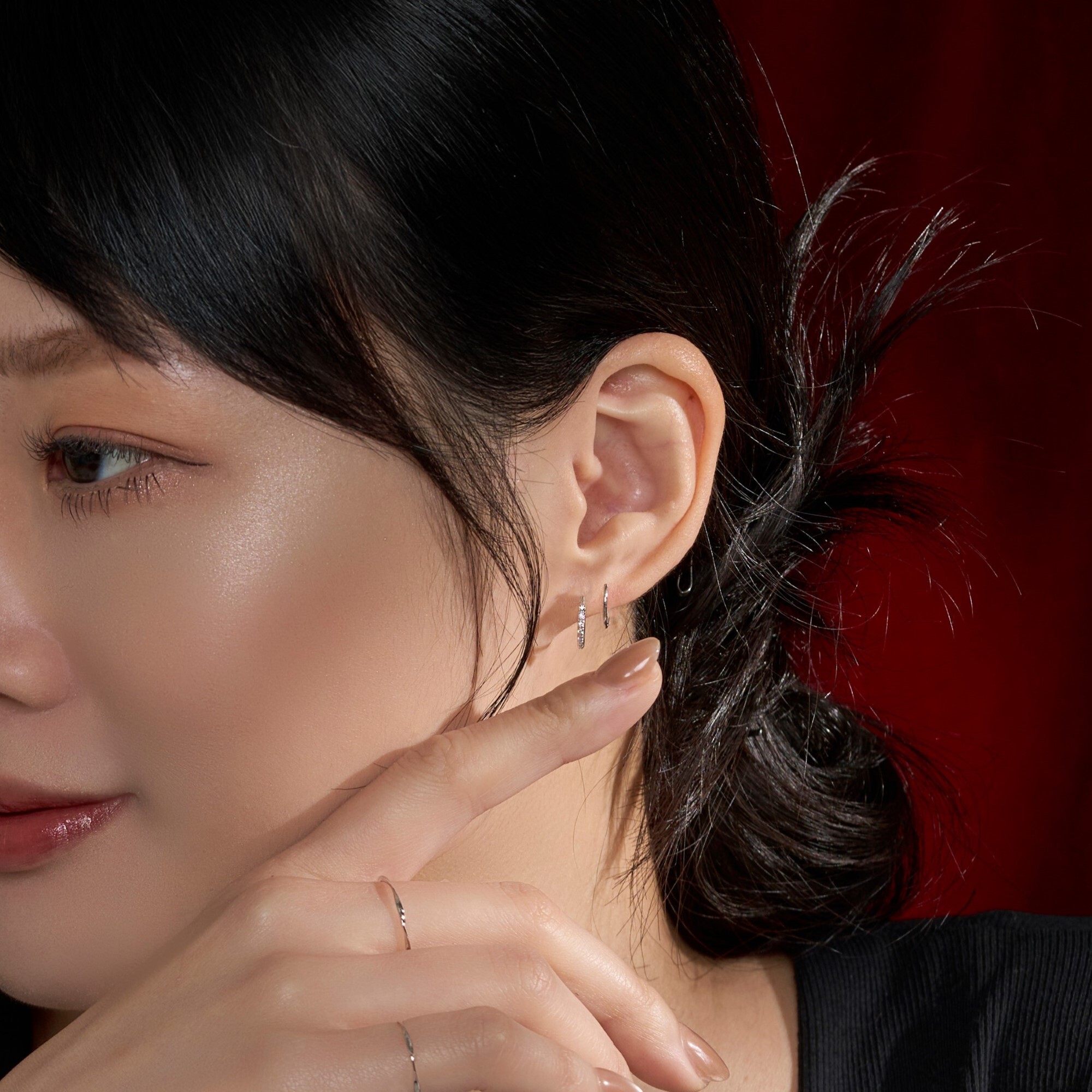 抗過敏純銀耳環與耳夾，鑲嵌鋯鑽