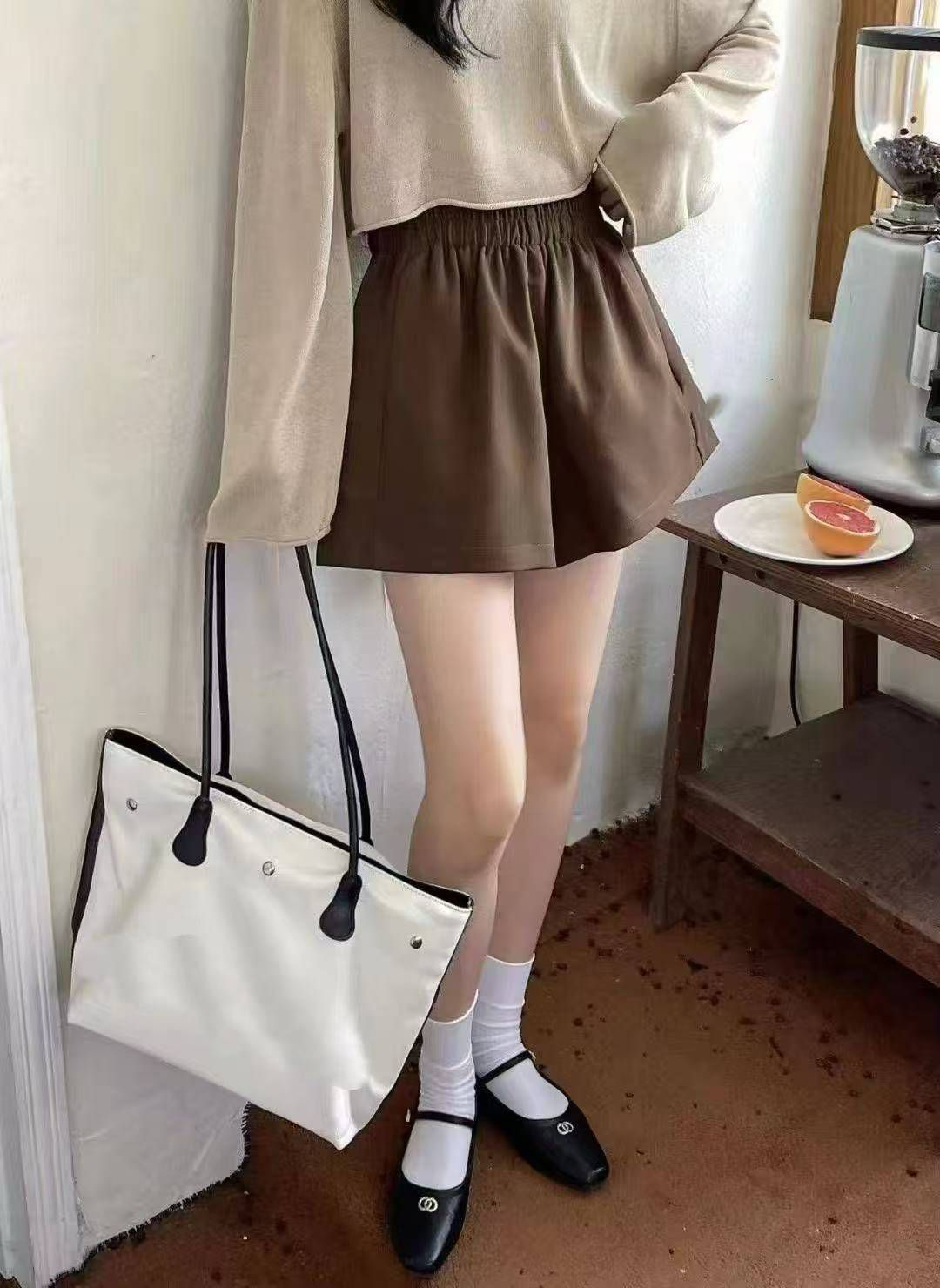 霧面橡筋皮褲(啡色)