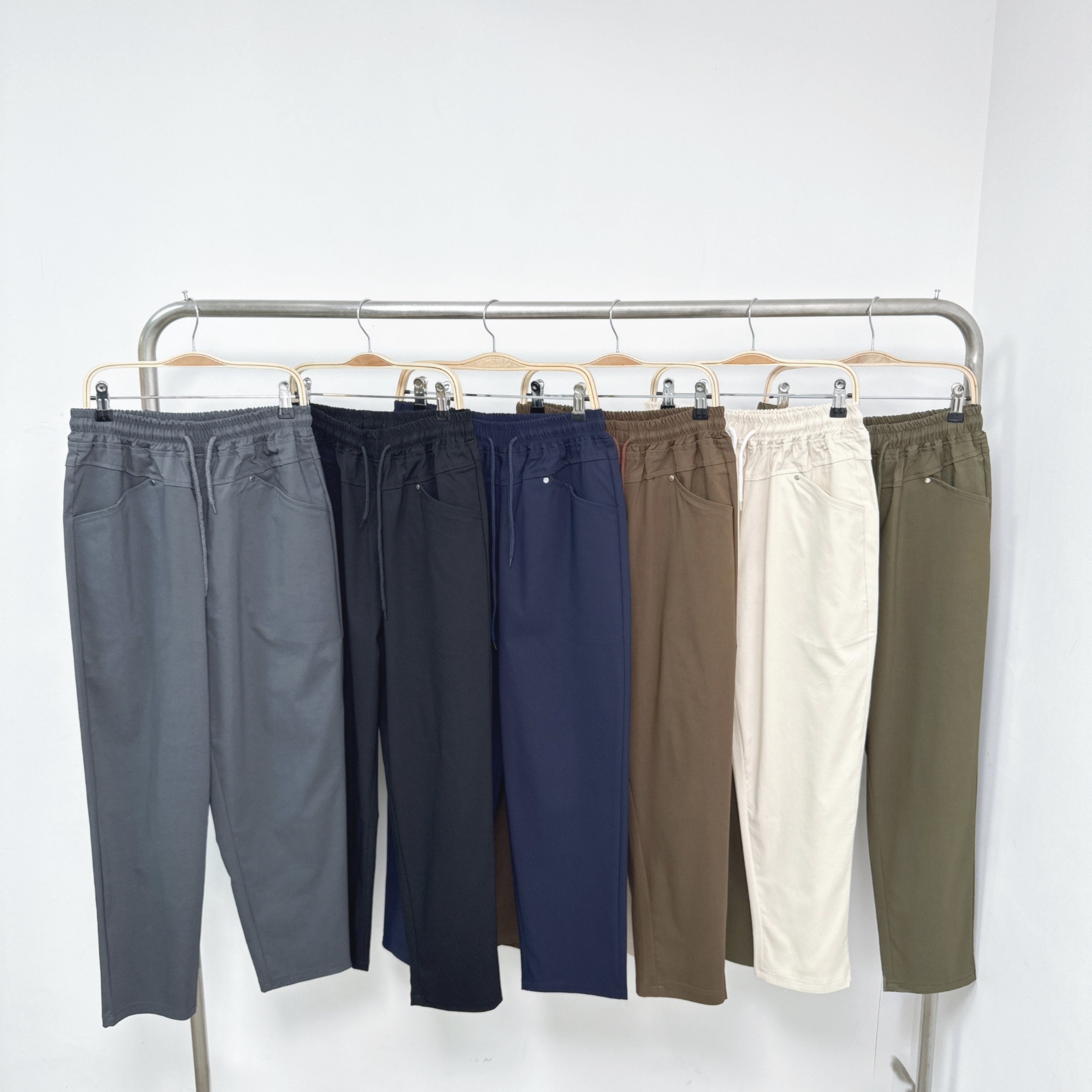 圓釘裝飾側袋修腳9分微彈斜布褲 (K47-K52)