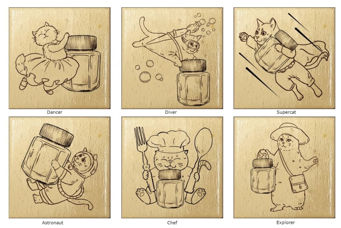 冒險貓喵木製印章