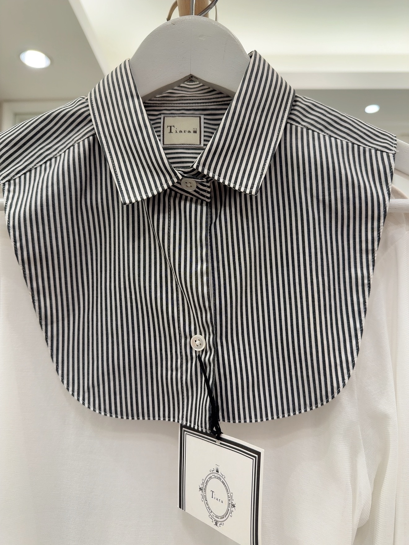 Tiara法式條紋襯衫領圍