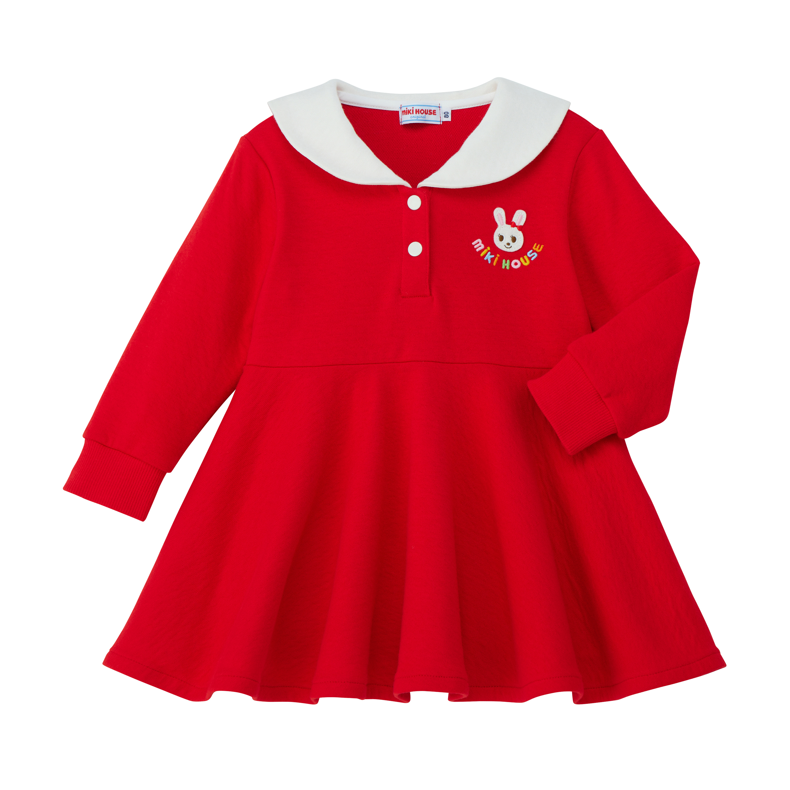 MIKI HOUSE 舞颯兔水手領連身裙-紅色
