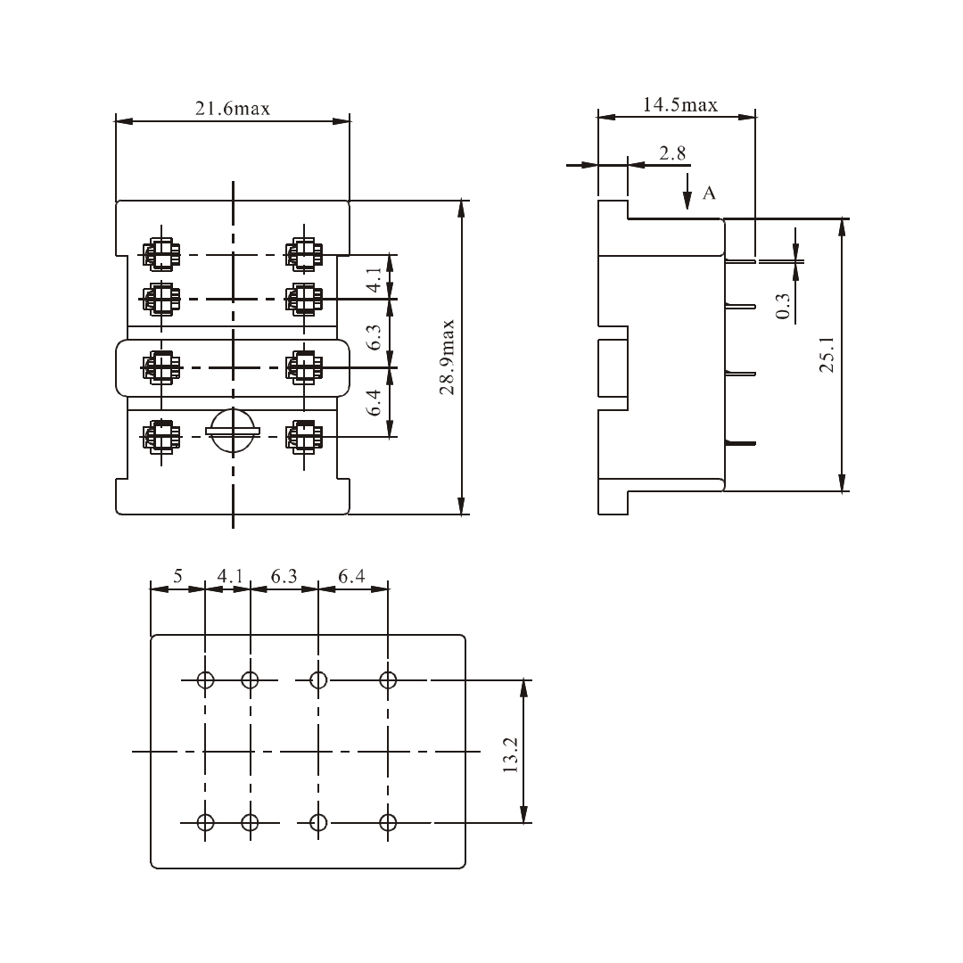 繼電器 PCB 焊接座,尺寸規格