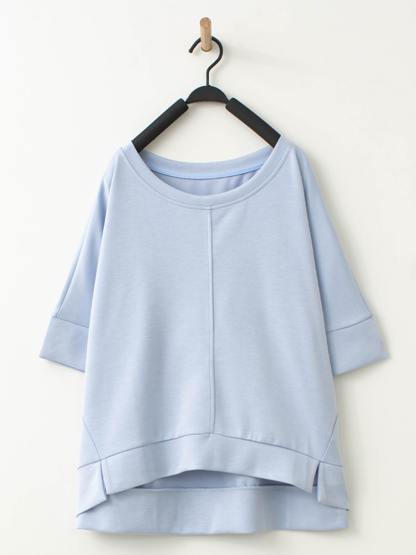 前短後長造型感空氣棉短袖上衣