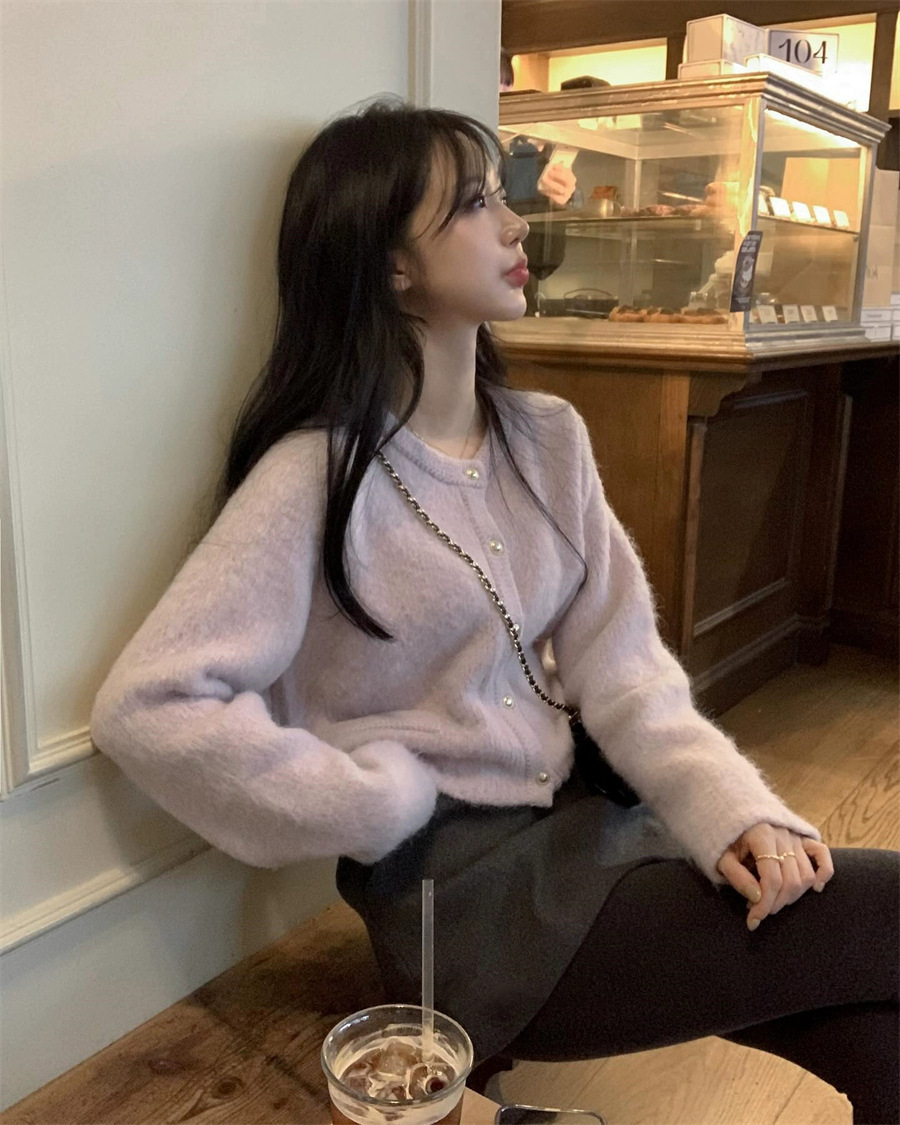 1W13 溫柔小金釦針織開衫毛衣 一色