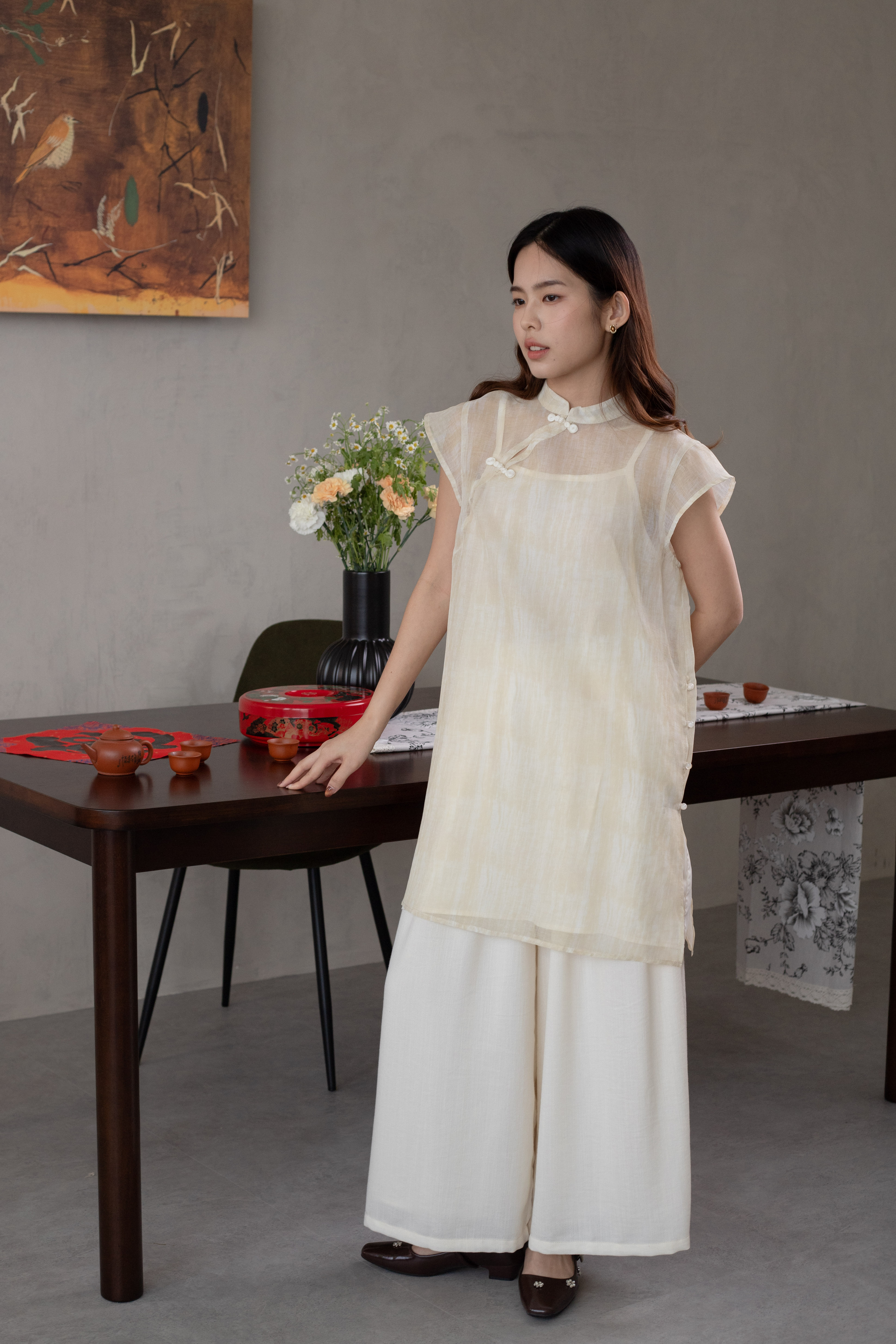 Chu En 2pcs Cheongsam Top Dress Yellow -2630DLYEL