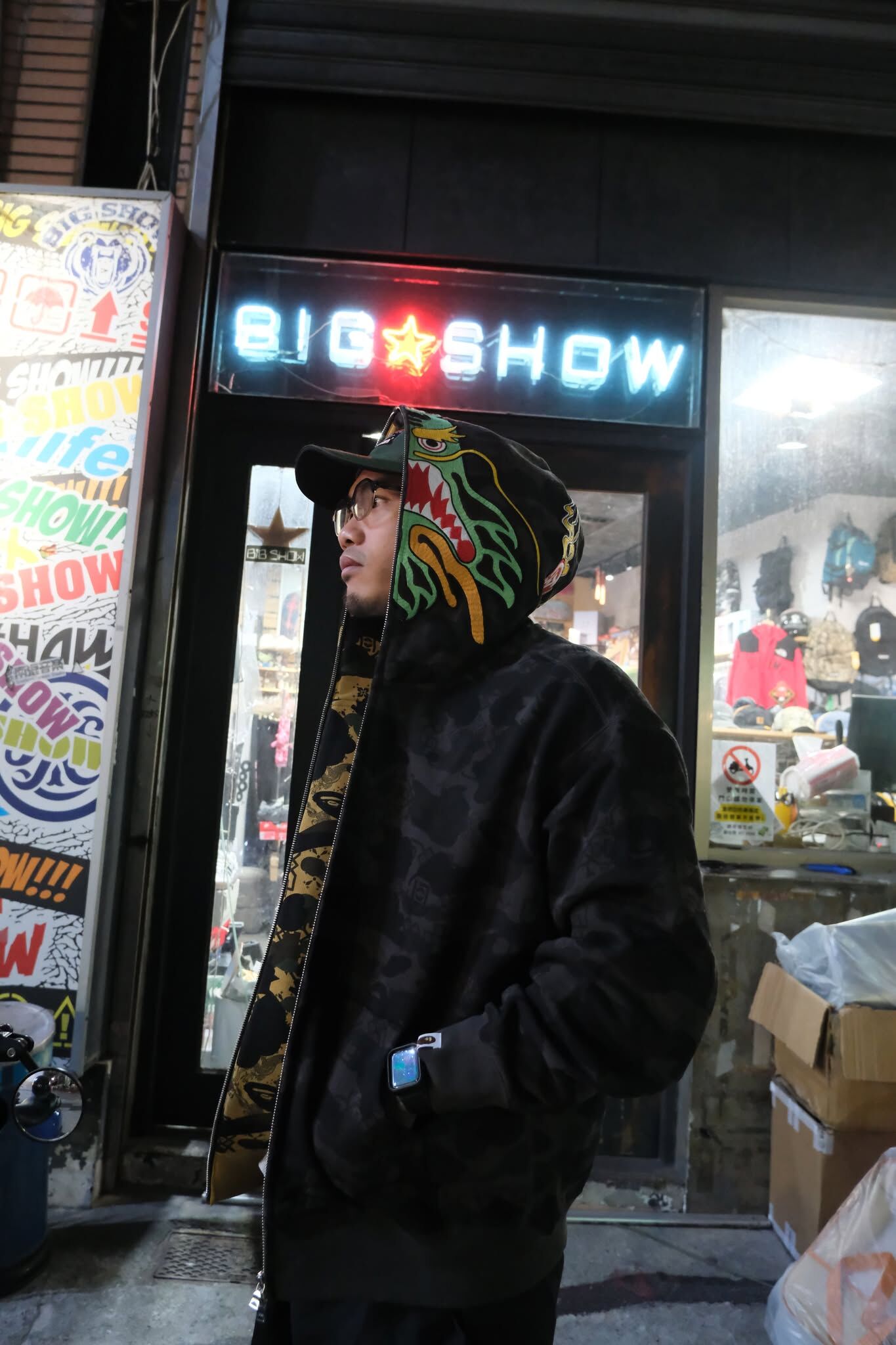 Bape X clot 龍🐲 陳冠希 聯名款 連帽 鯊魚 外套 0ZXSWM917151P