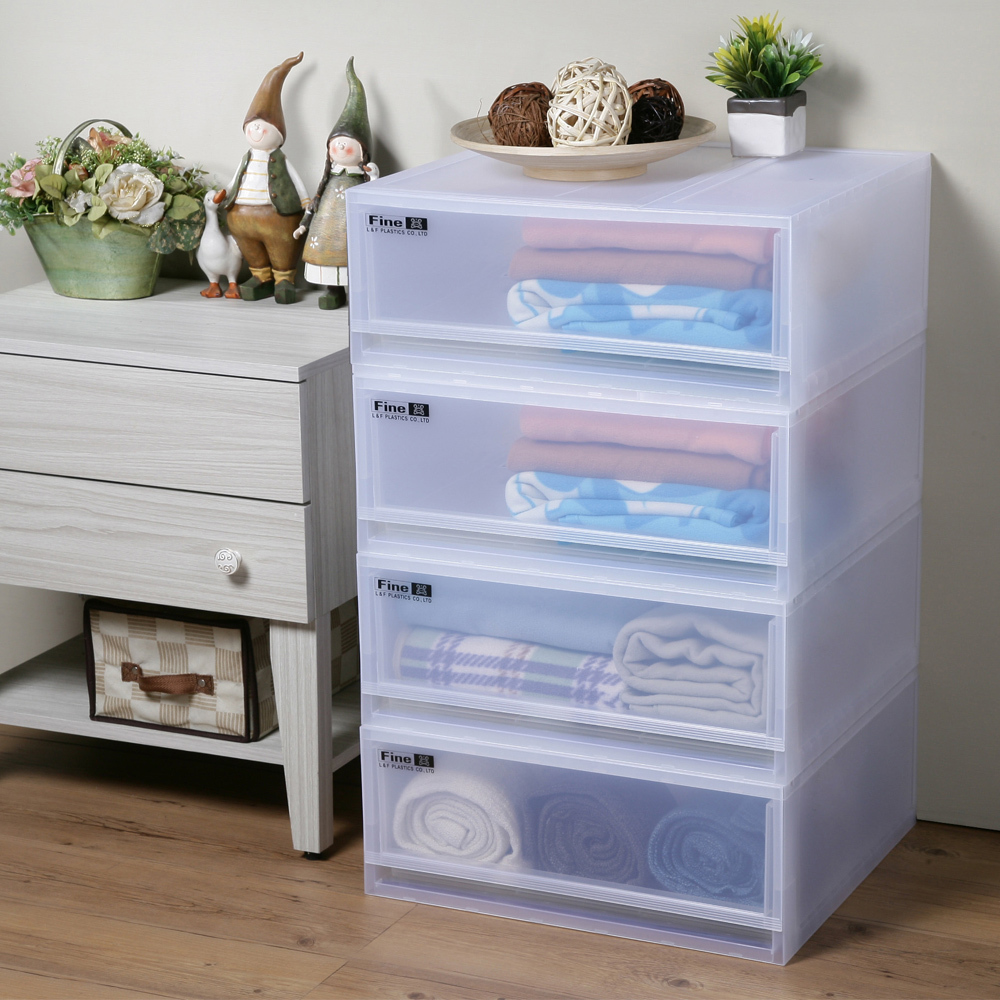《真心良品》KEYWAY 聯府 卡爾登加寬抽屜收納箱32L(加寬)4入