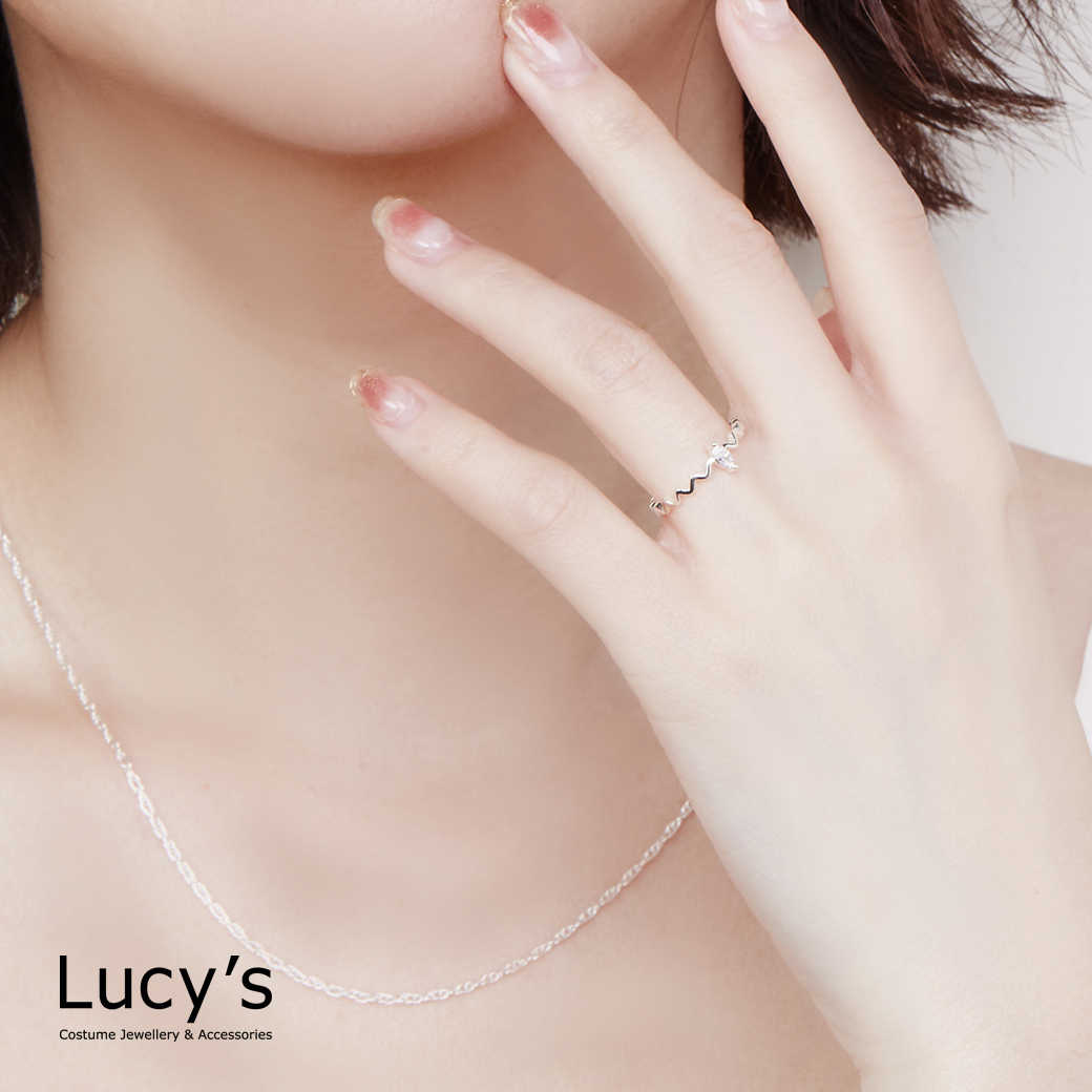 925純銀 電流光點 尾戒 (104082)