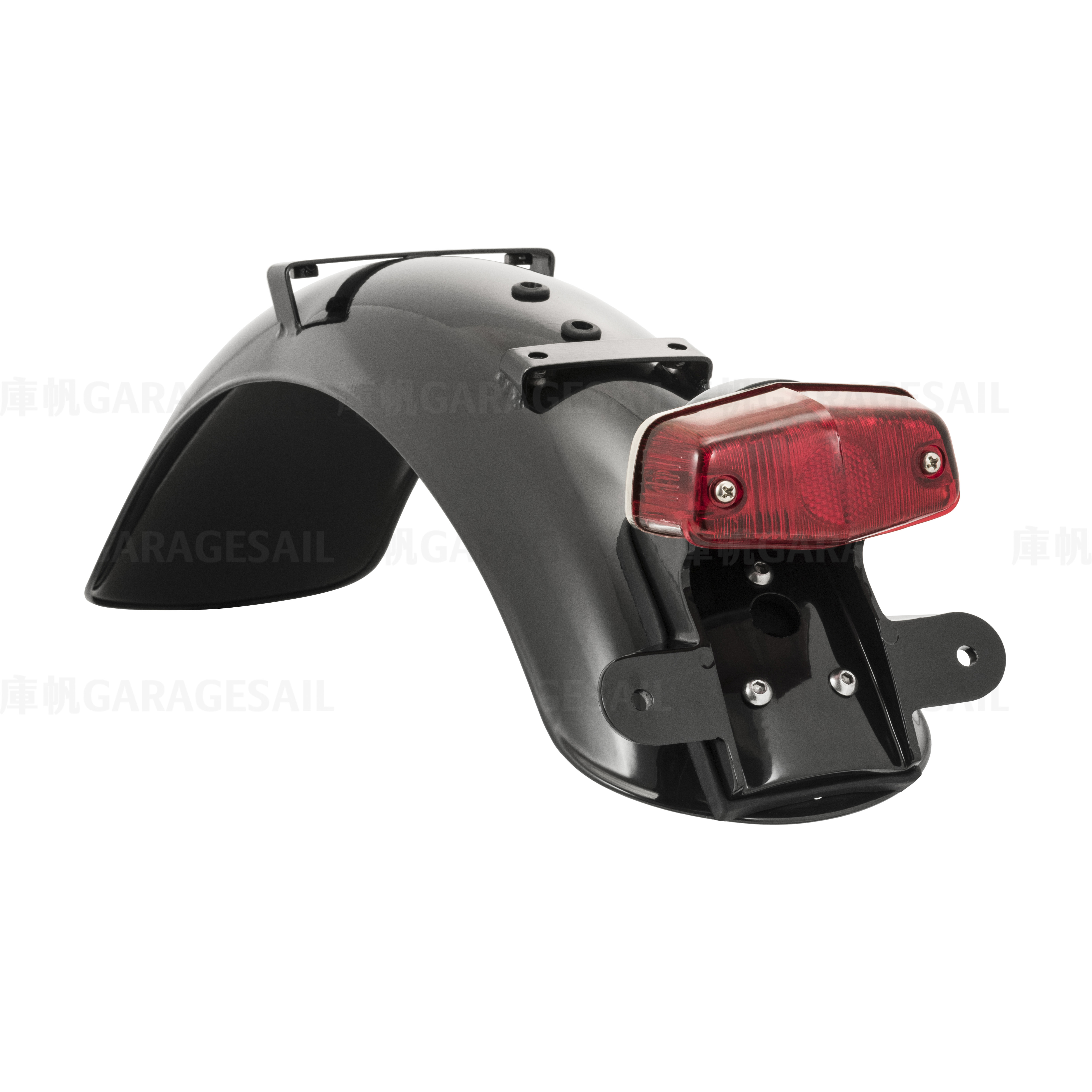 HideWork 本田 CB350 專用 不鏽鋼 後短土除套件 (含盧卡斯尾燈) - 亮黑