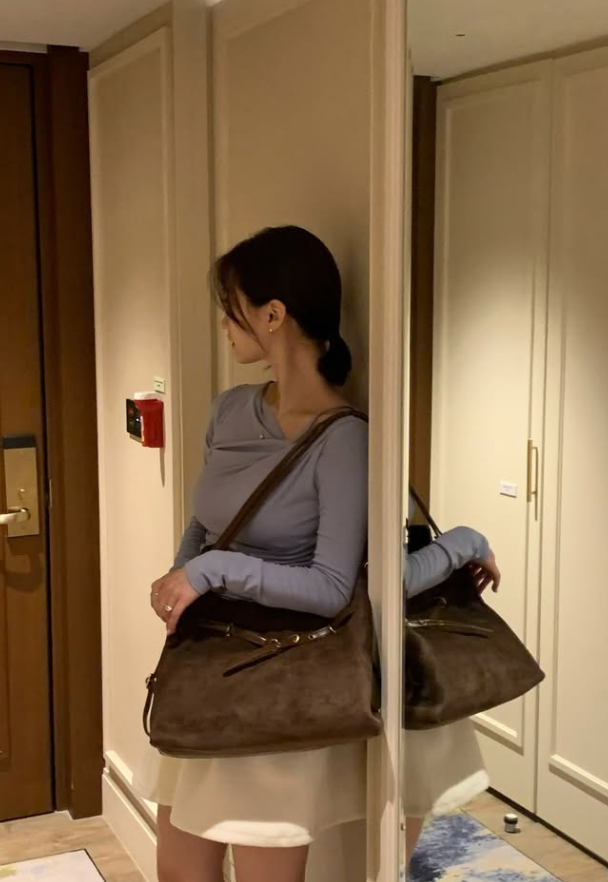 BYC01BA086DB  韓國朱古力啡法式復古韓系氣質高級感磨砂皮袋