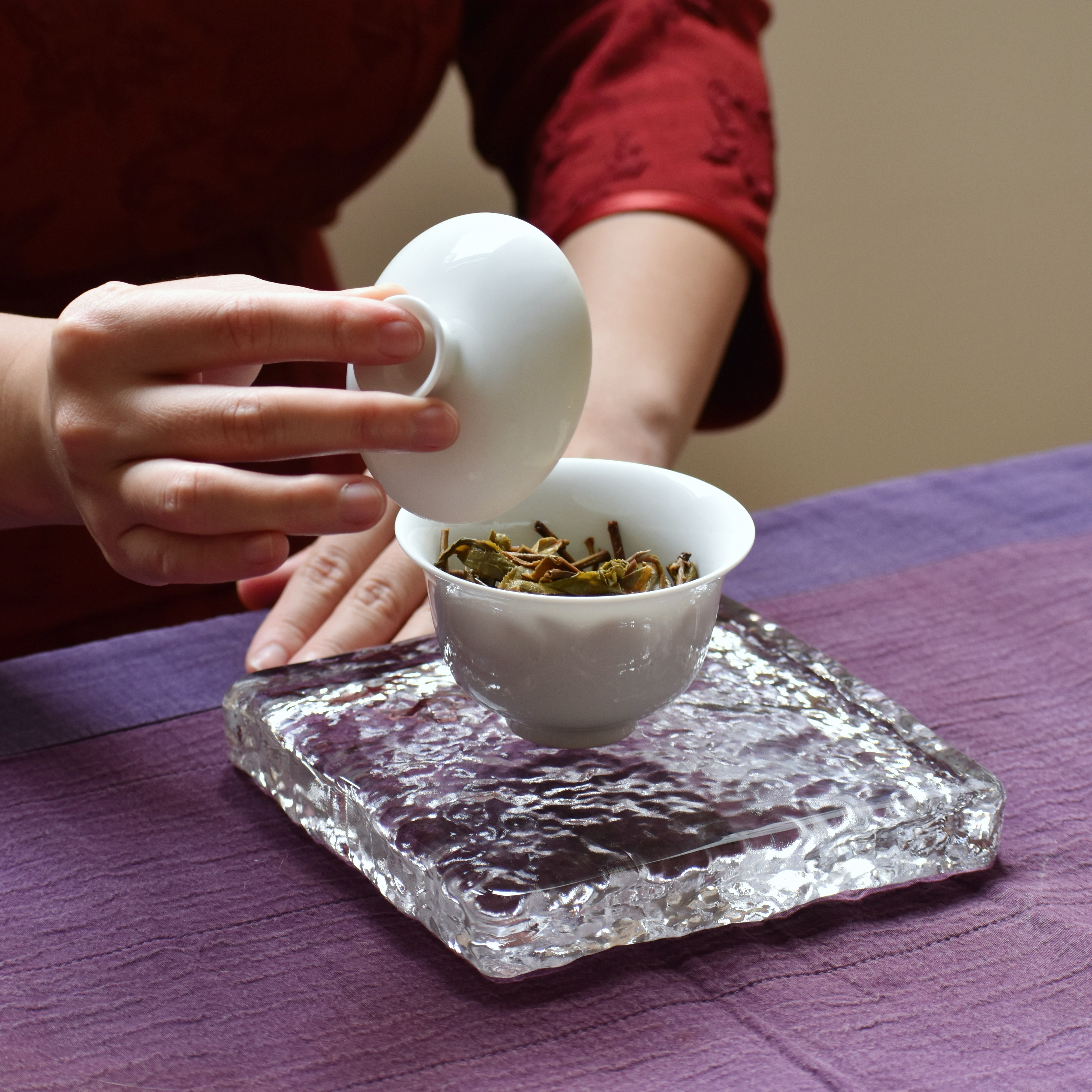 凝方・純透明 手工琉璃方形壺承