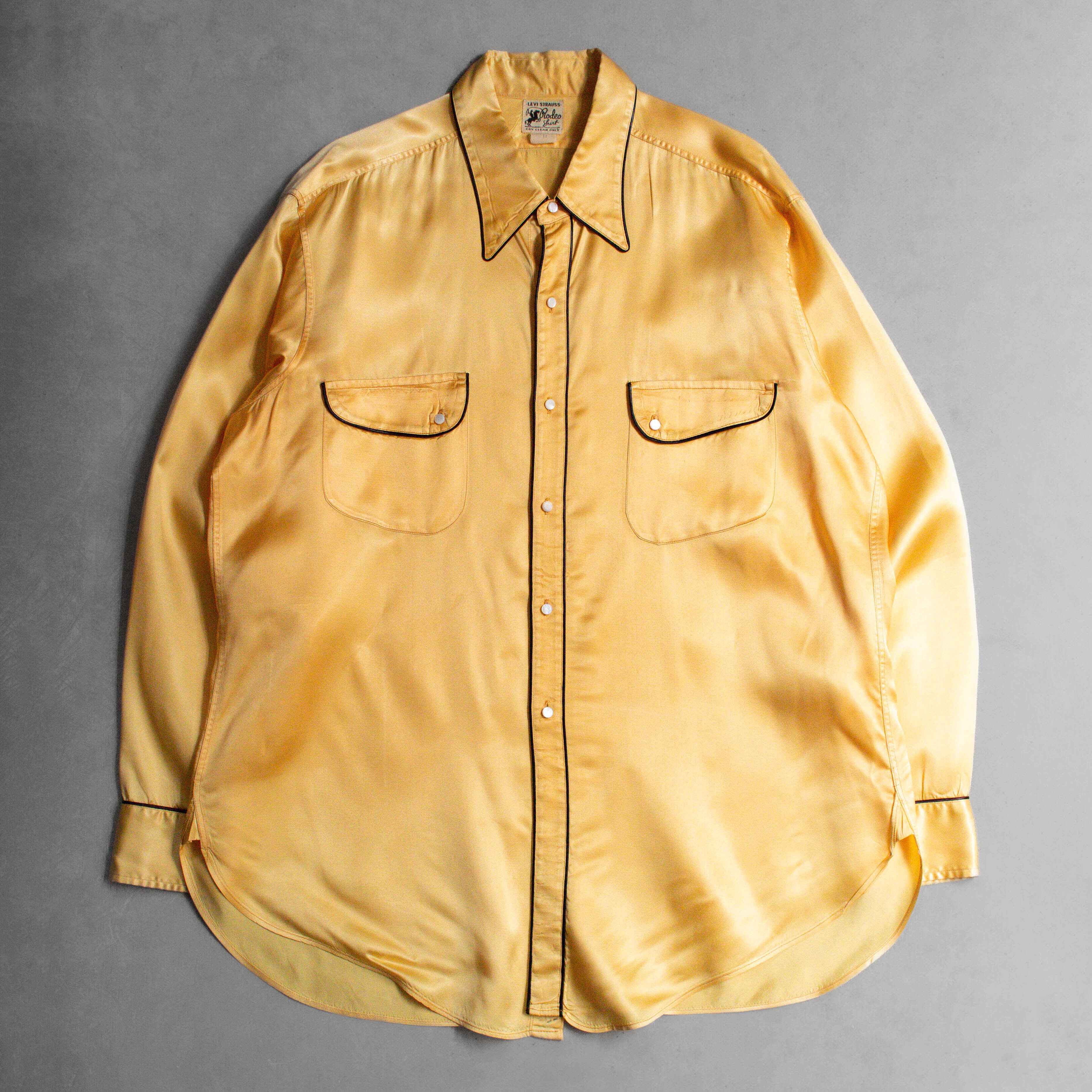 30S LEVIS SILK WESTERN SHIRT 美國製 黃色 絲質 緞面 西部 牛仔 長袖 襯衫