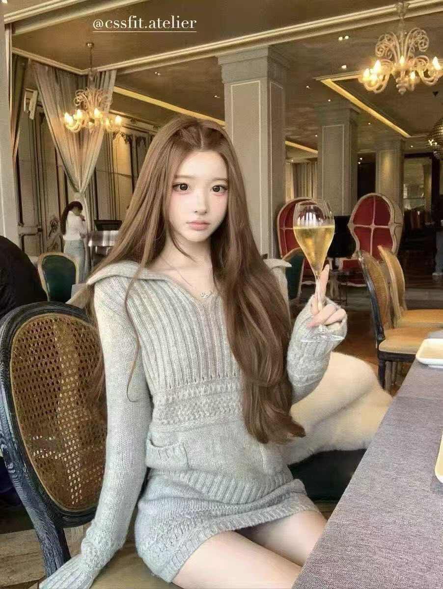 灰色溫柔純欲針織短裙套裝💛