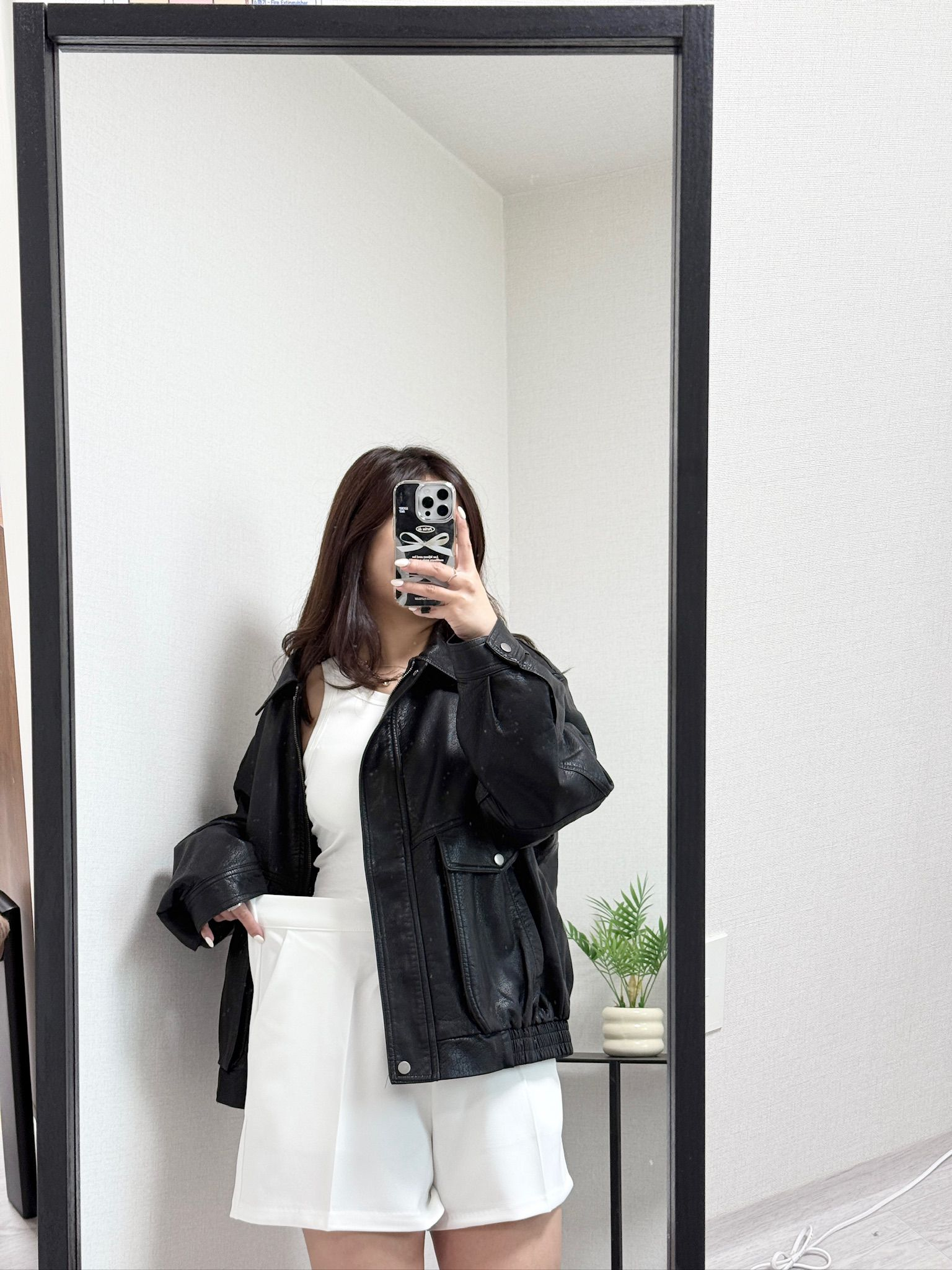 半橡筋西裝料短褲(白色)