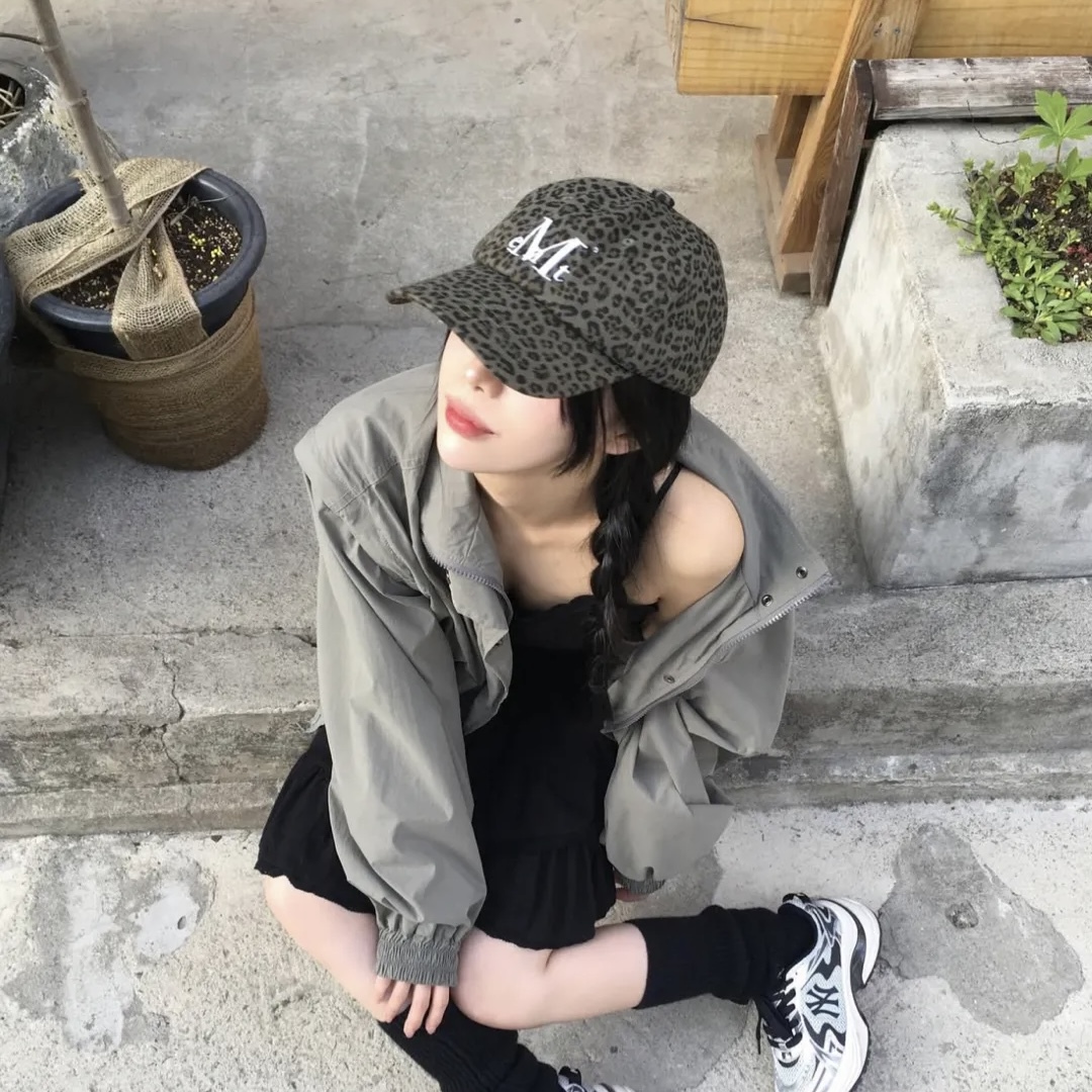 MUCENT 豹紋 棒球帽 老帽 刺繡字體 兩色 韓國代購