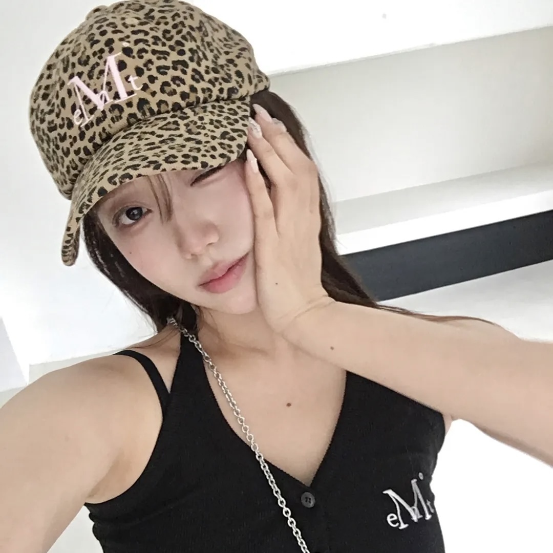 MUCENT 豹紋 棒球帽 老帽 刺繡字體 兩色 韓國代購