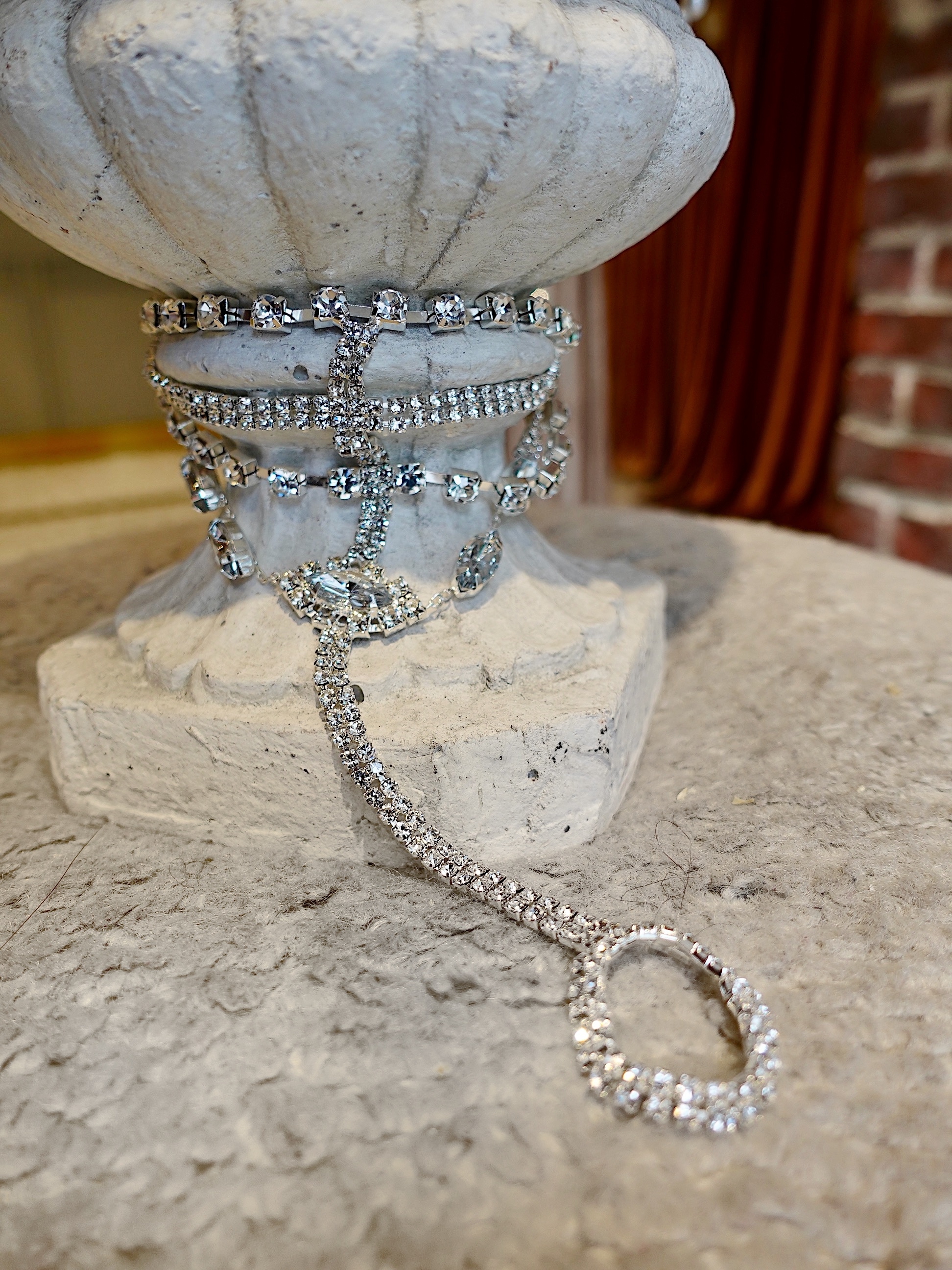 Lux Silver銀色水鑽寶石戒指手鍊