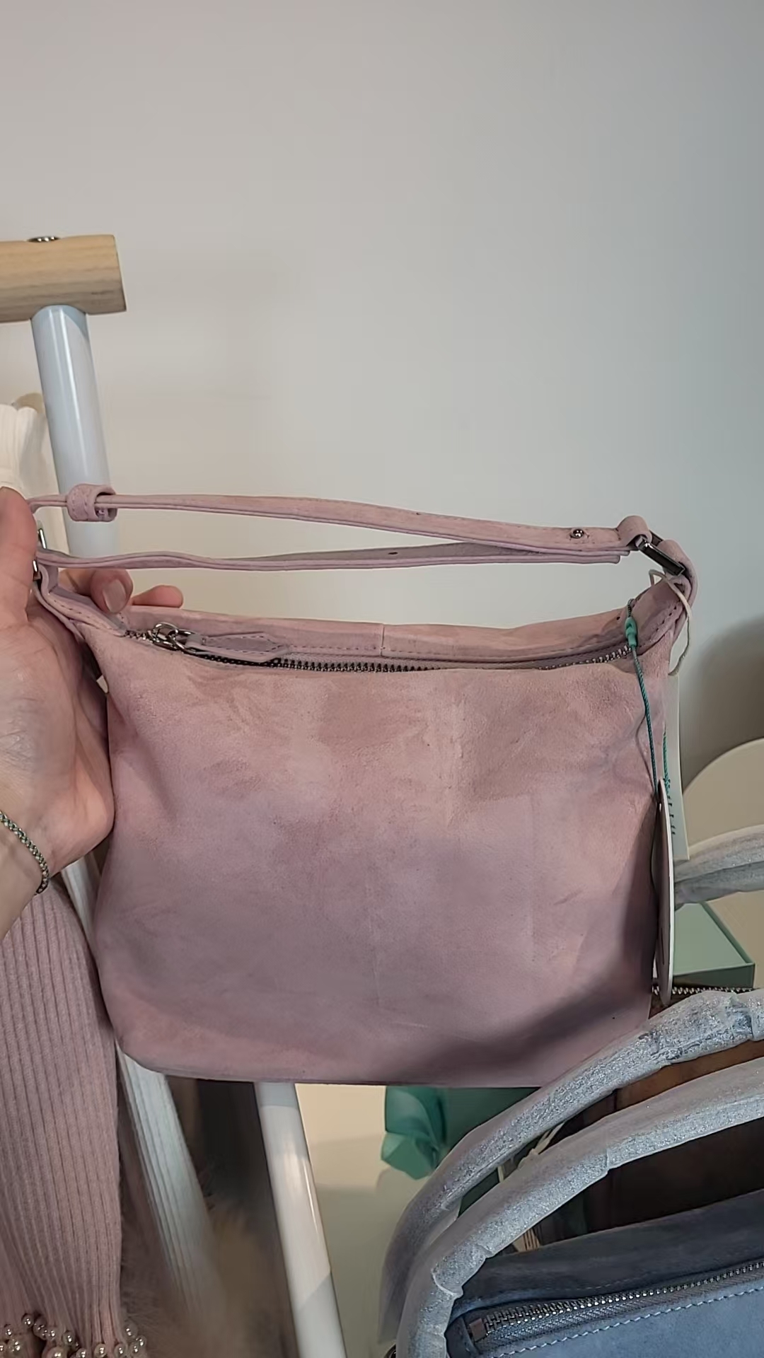 BYC01BA088PK  韓國霧粉韓系氣質美女磨砂麂皮雙手柄袋