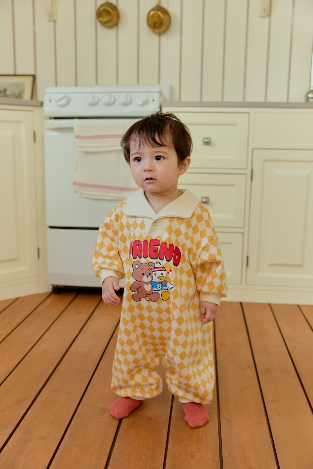 正韓春SERA 菱形小鴨連身包屁衣