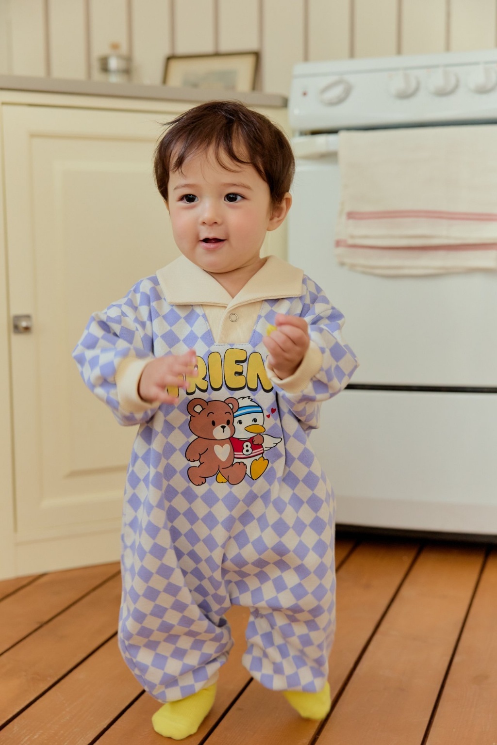 正韓春SERA 菱形小鴨連身包屁衣