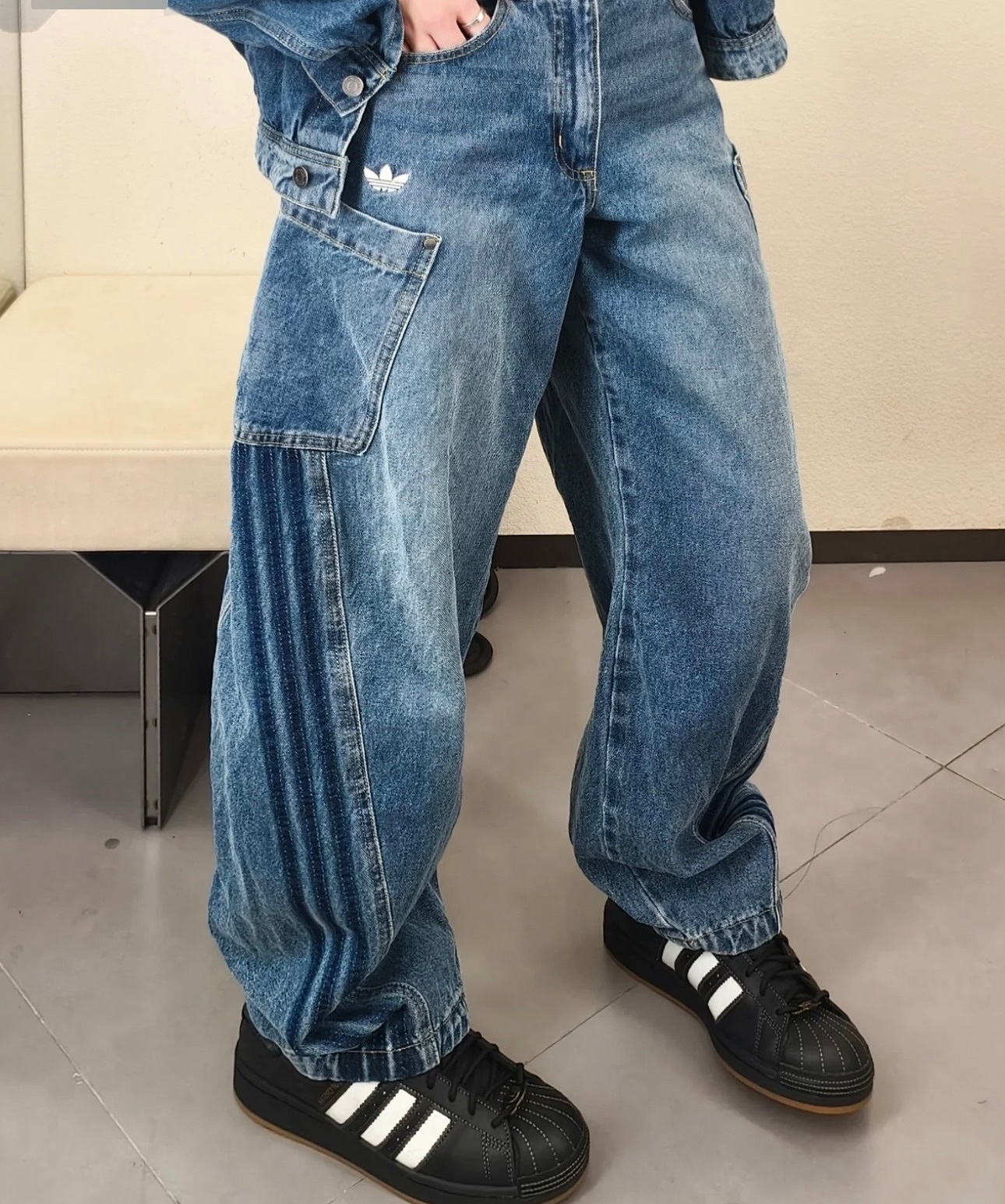 ADIDAS ORIGINALS CURVED DENIM PANTS彎刀牛仔長褲 兩色