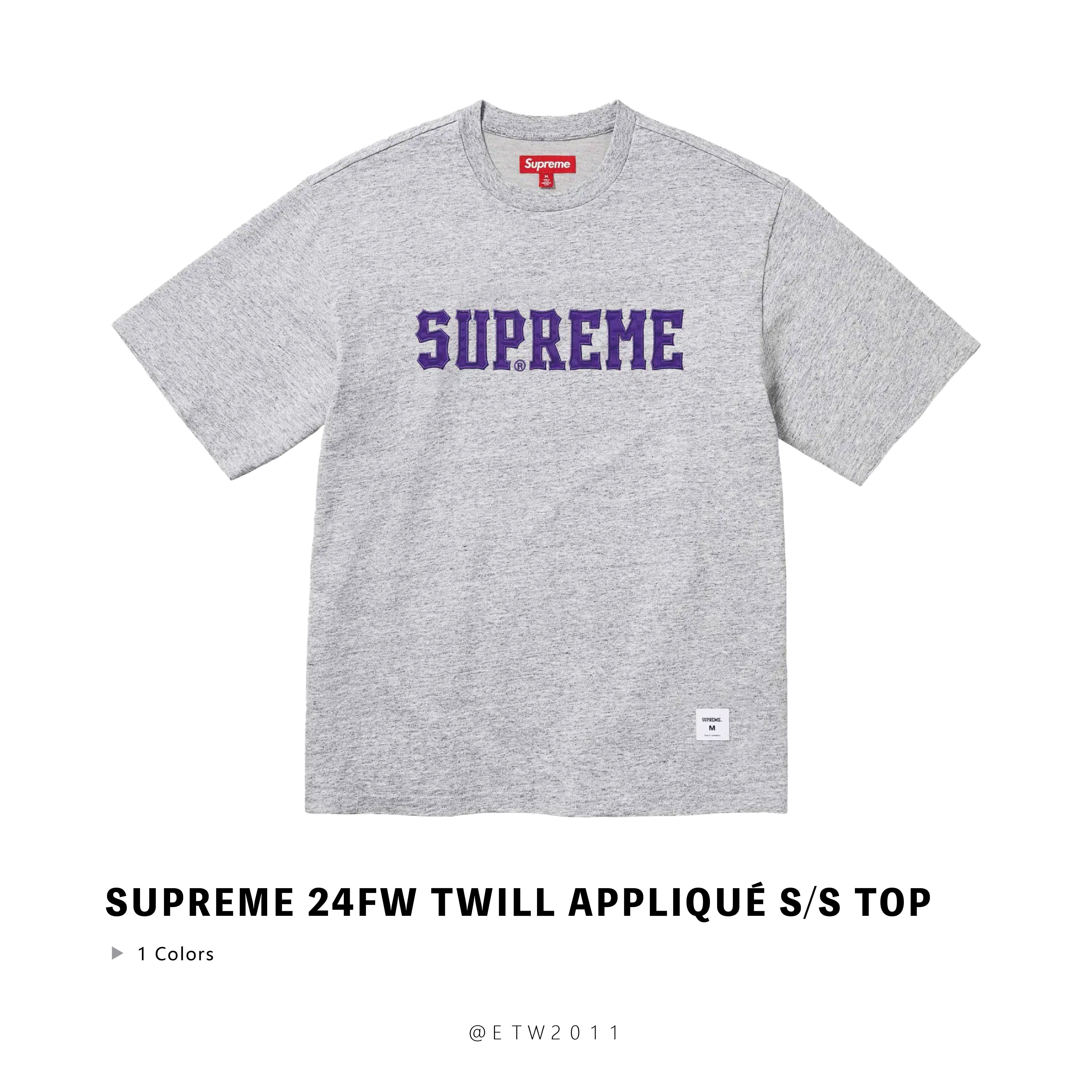 ☆ETW☆【EASY TO WEAR】SUPREME 24FW Twill Applique SS Top 字體 刺繡 短T