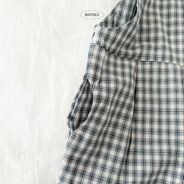 正韓春Bayvely 兩色滿分的喜歡格紋吊帶褲