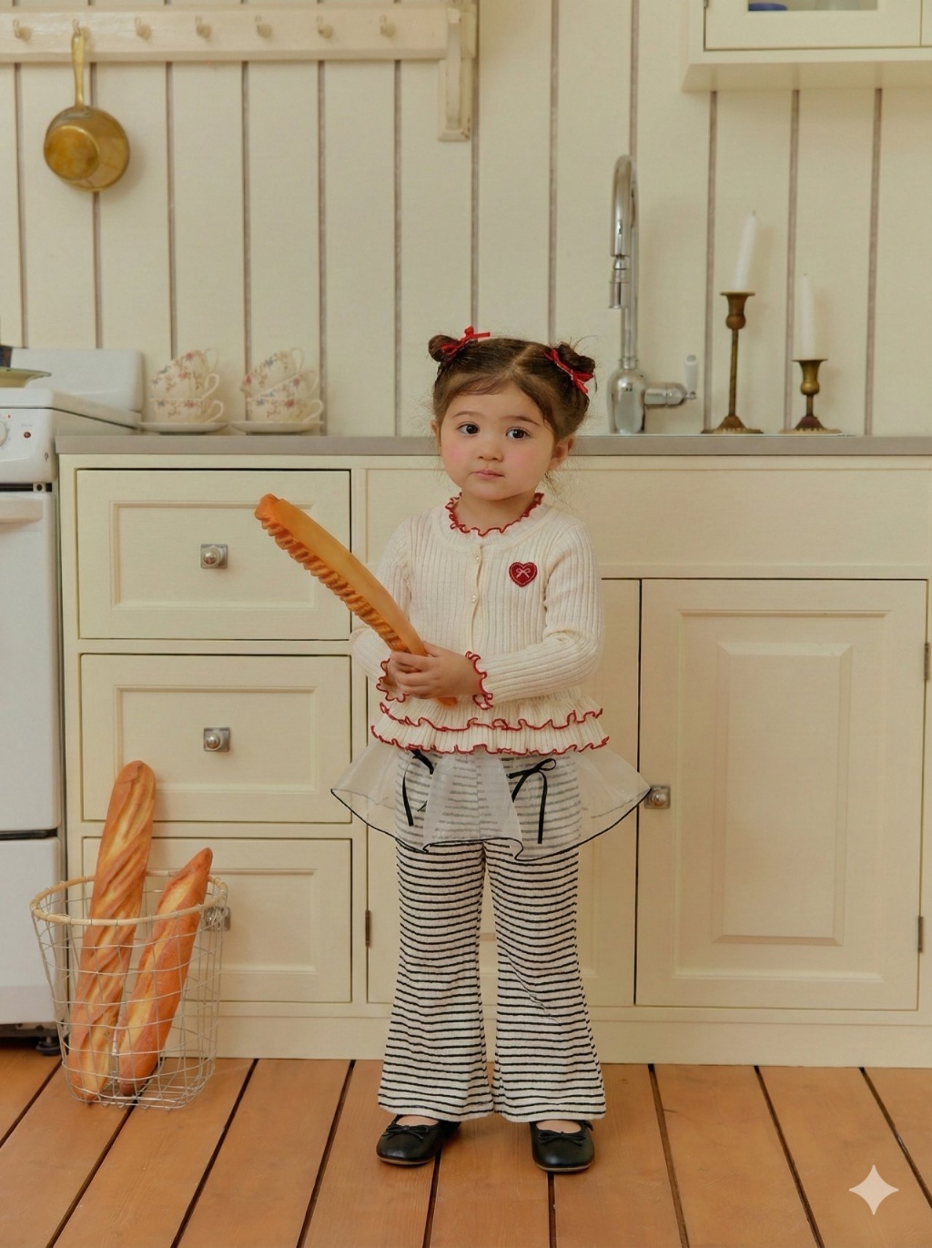 正韓春SERA 滾邊木耳上衣+愛心外套組