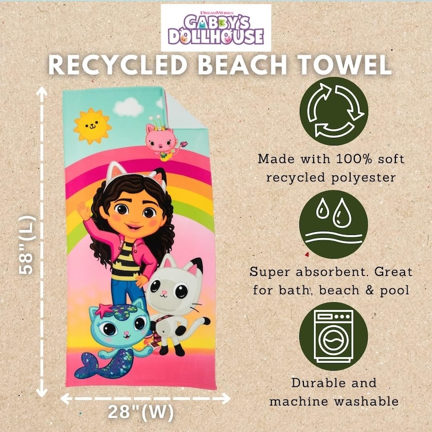 美國 Gabby's Dollhouse 超柔軟質浴巾