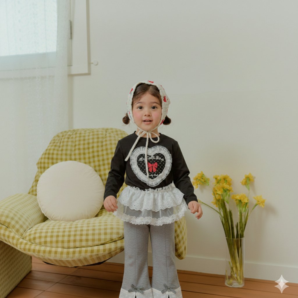 正韓春SERA 愛心點點蕾絲上衣