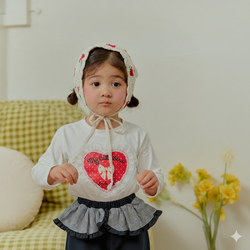 正韓春SERA 愛心點點蕾絲上衣