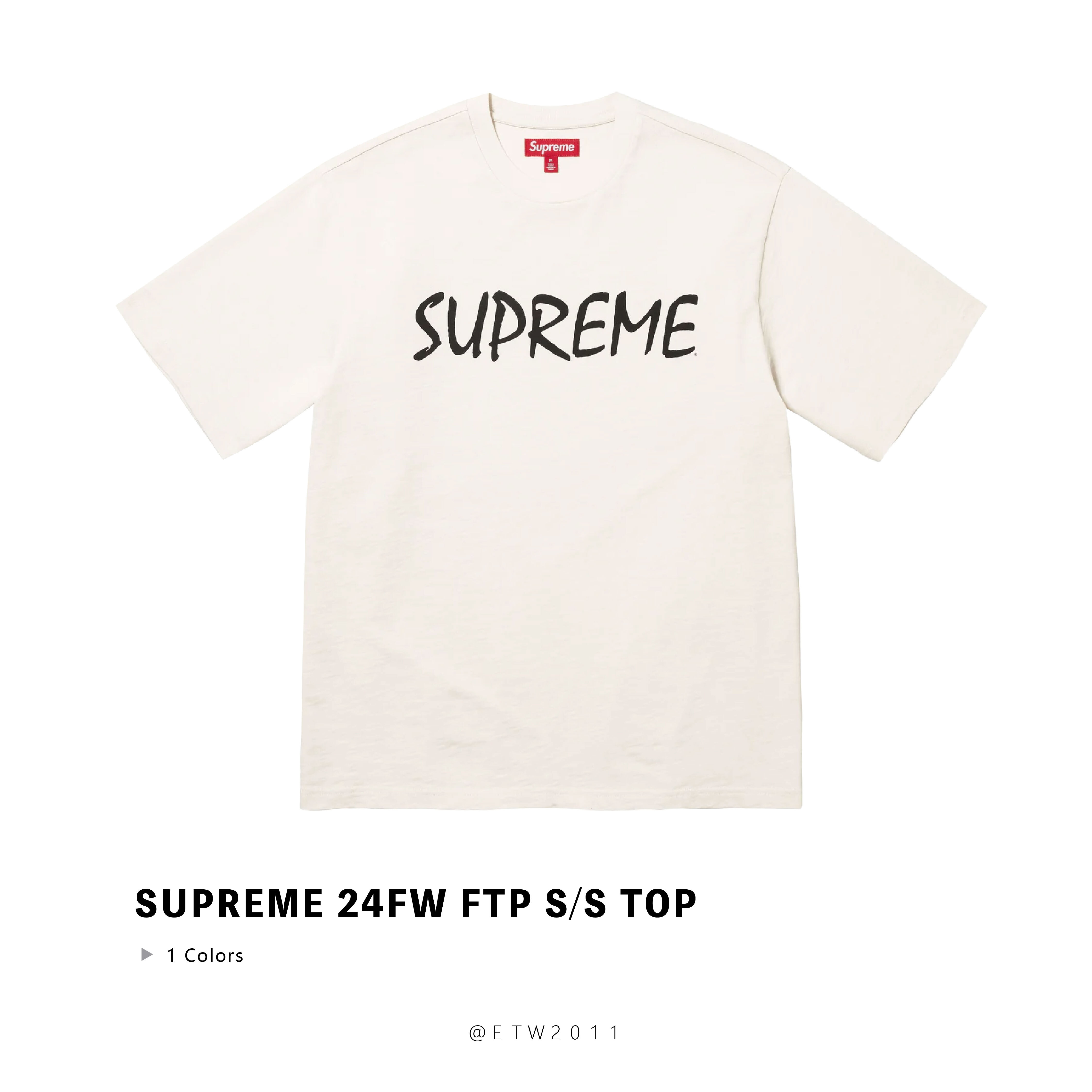 ☆ETW☆【EASY TO WEAR】Supreme 24FW FTP S/S Top 草寫 手寫 字體 塗鴉 短T