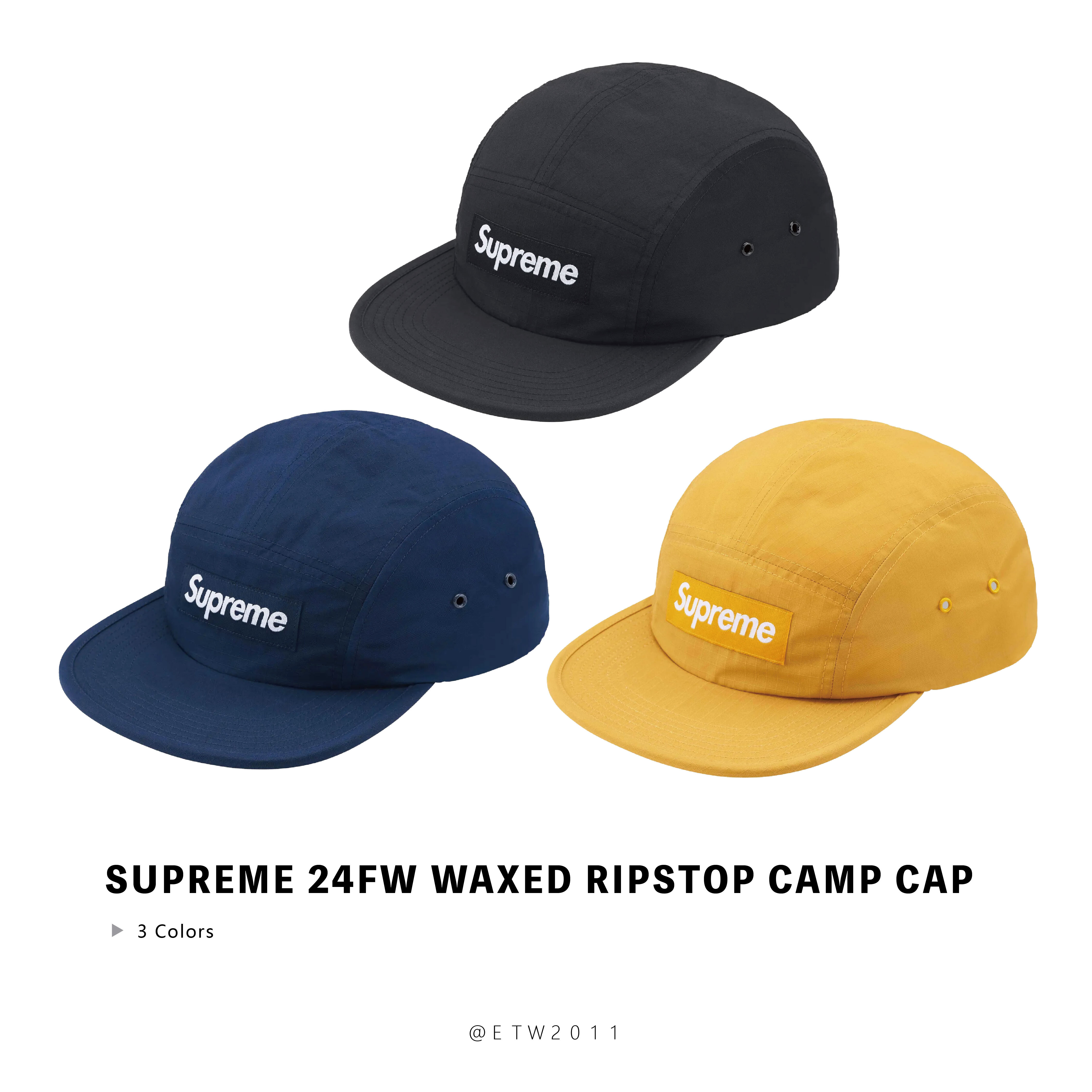 ☆ETW☆【EASY TO WEAR】Supreme 24FW Waxed Ripstop Camp Cap 五分割 抗撕裂 尼龍 老帽