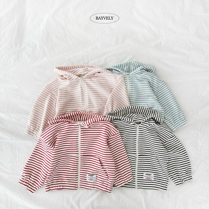 正韓春Bayvely 四色甜糯米條紋連帽外套