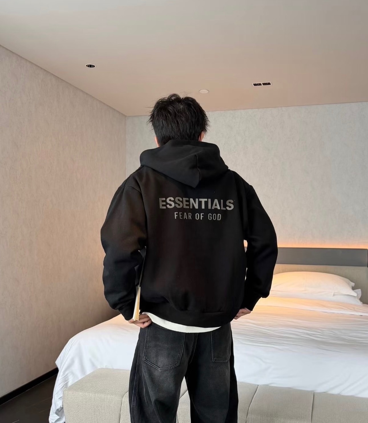 FEAR OF GOD ESSENTIALS Classic Full Zip-Up Hoodie 拉鏈外套 Black 銀色Logo