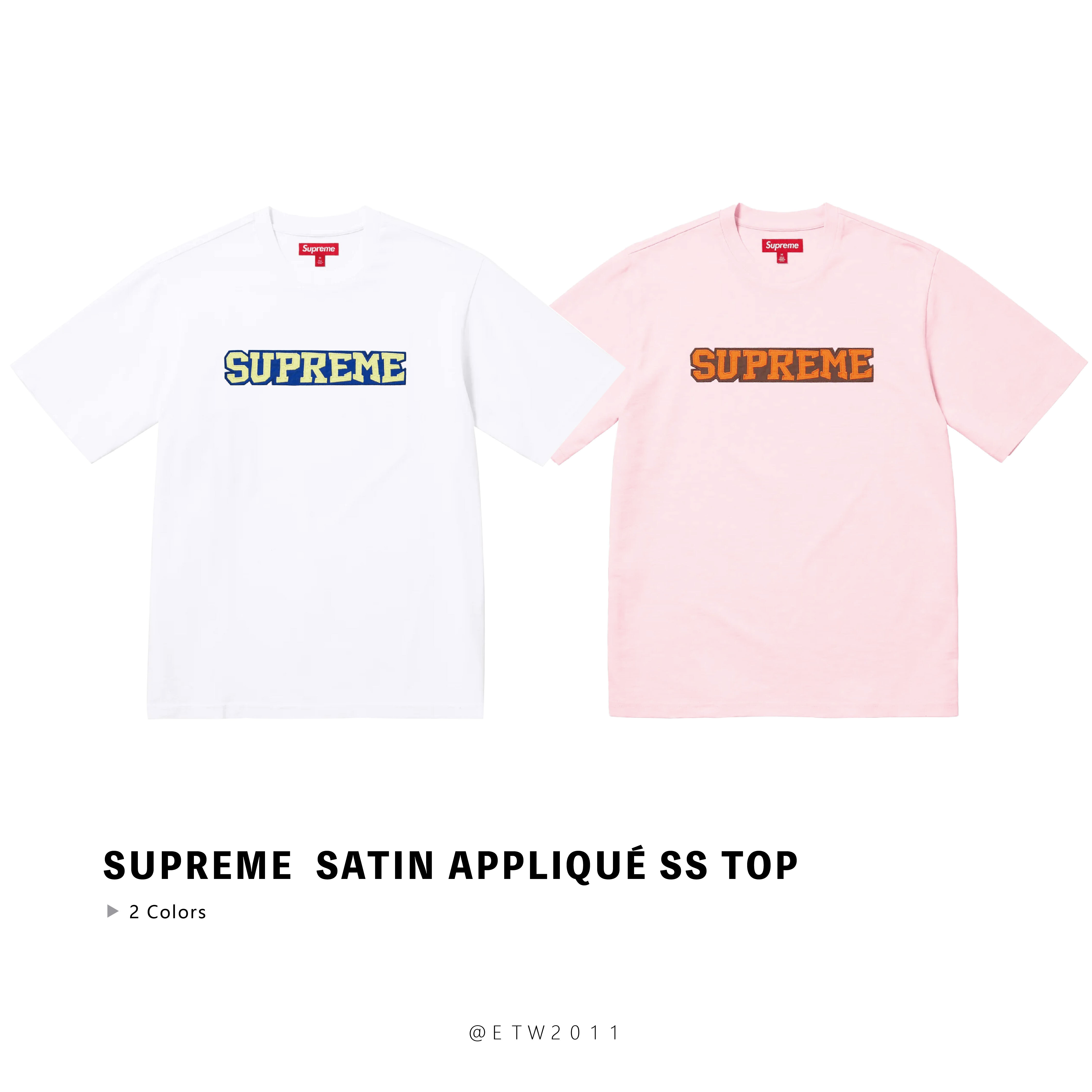 ☆ETW☆【EASY TO WEAR】SUPREME 25SS Satin Appliqué S/S Top 短t 刺繡 貼布