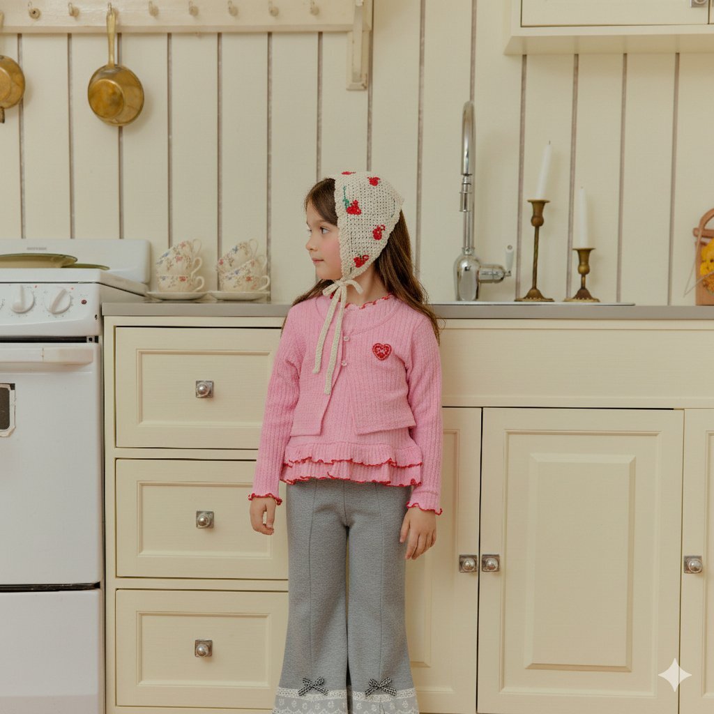 正韓春SERA 開衩格紋蝴蝶結喇叭褲