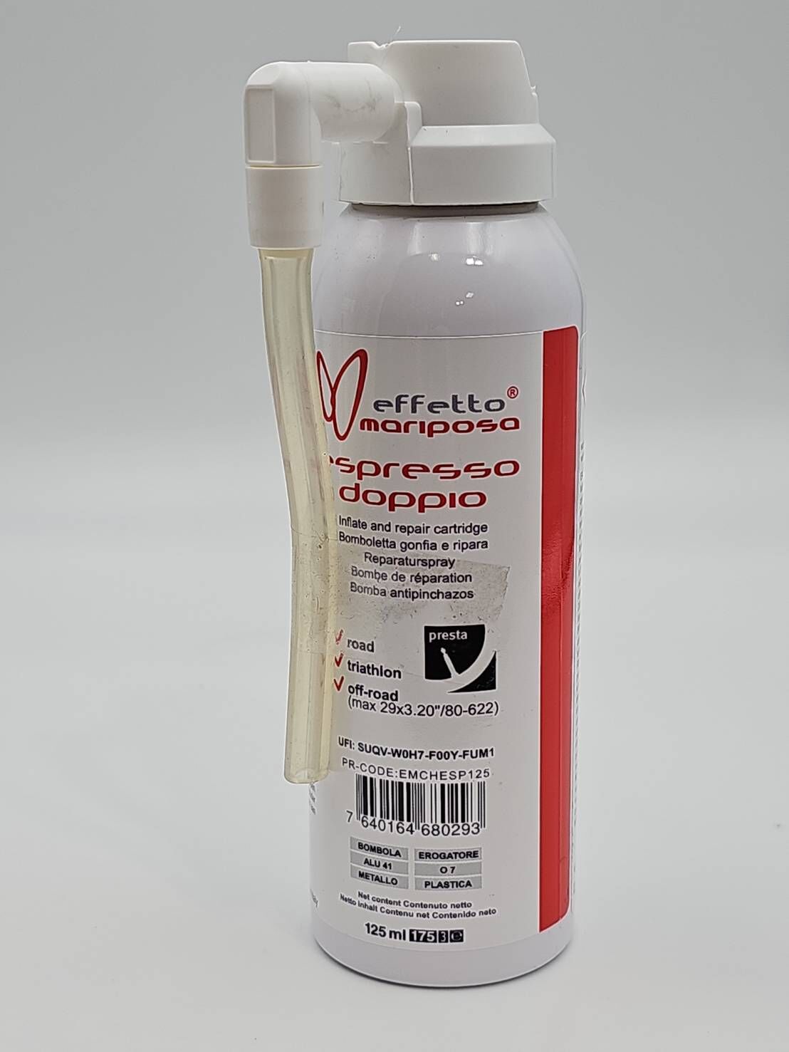 effetto mariposa 濃縮咖啡氣瓶 125ml 補胎液+打氣 破胎時補胎兼打氣一分鐘完成 OPEN胎管胎無內胎