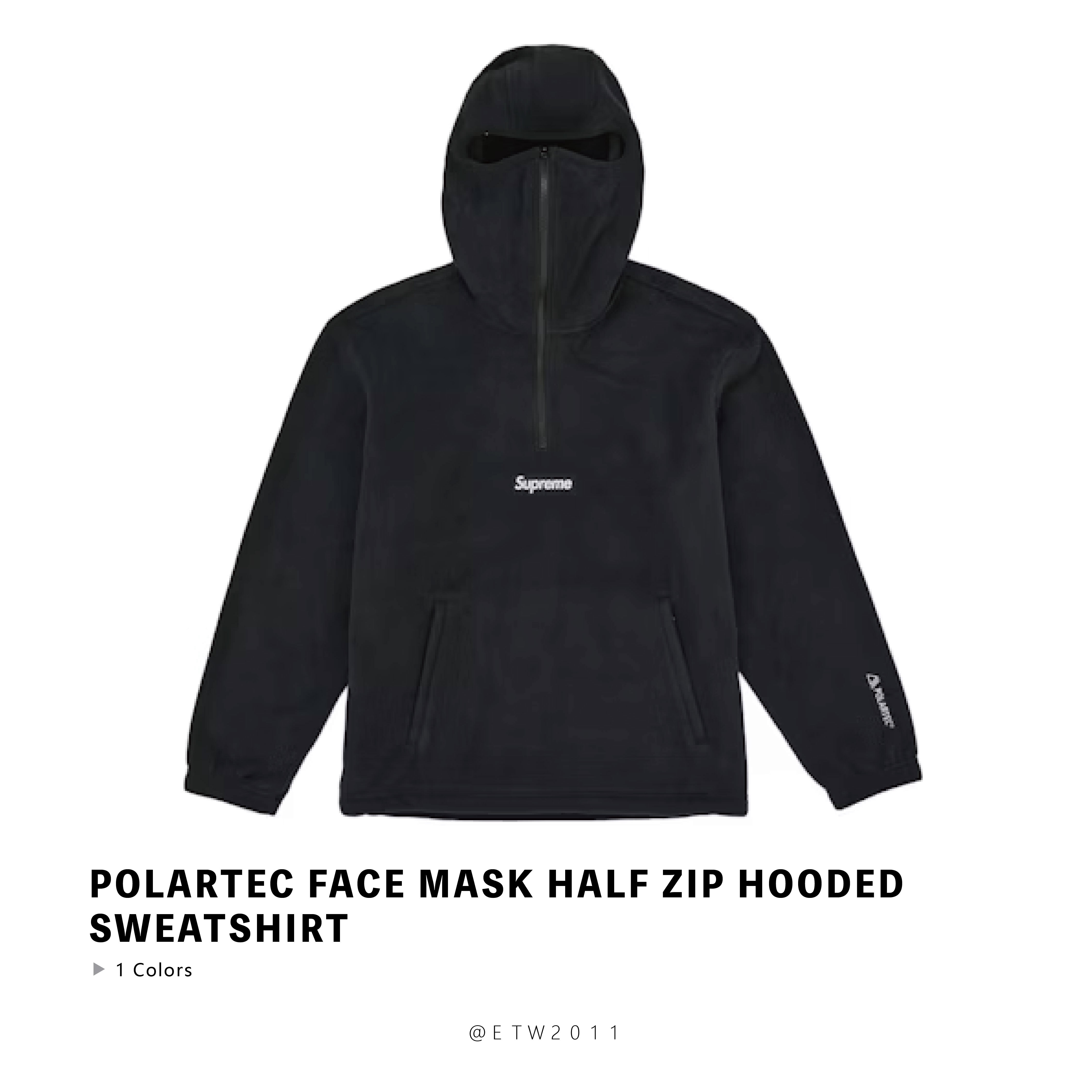 ☆ETW☆【EASY TO WEAR】Supreme Polartec Face Mask Half Zip Hooded Sweatshirt 保暖 帽t 長袖 秋冬