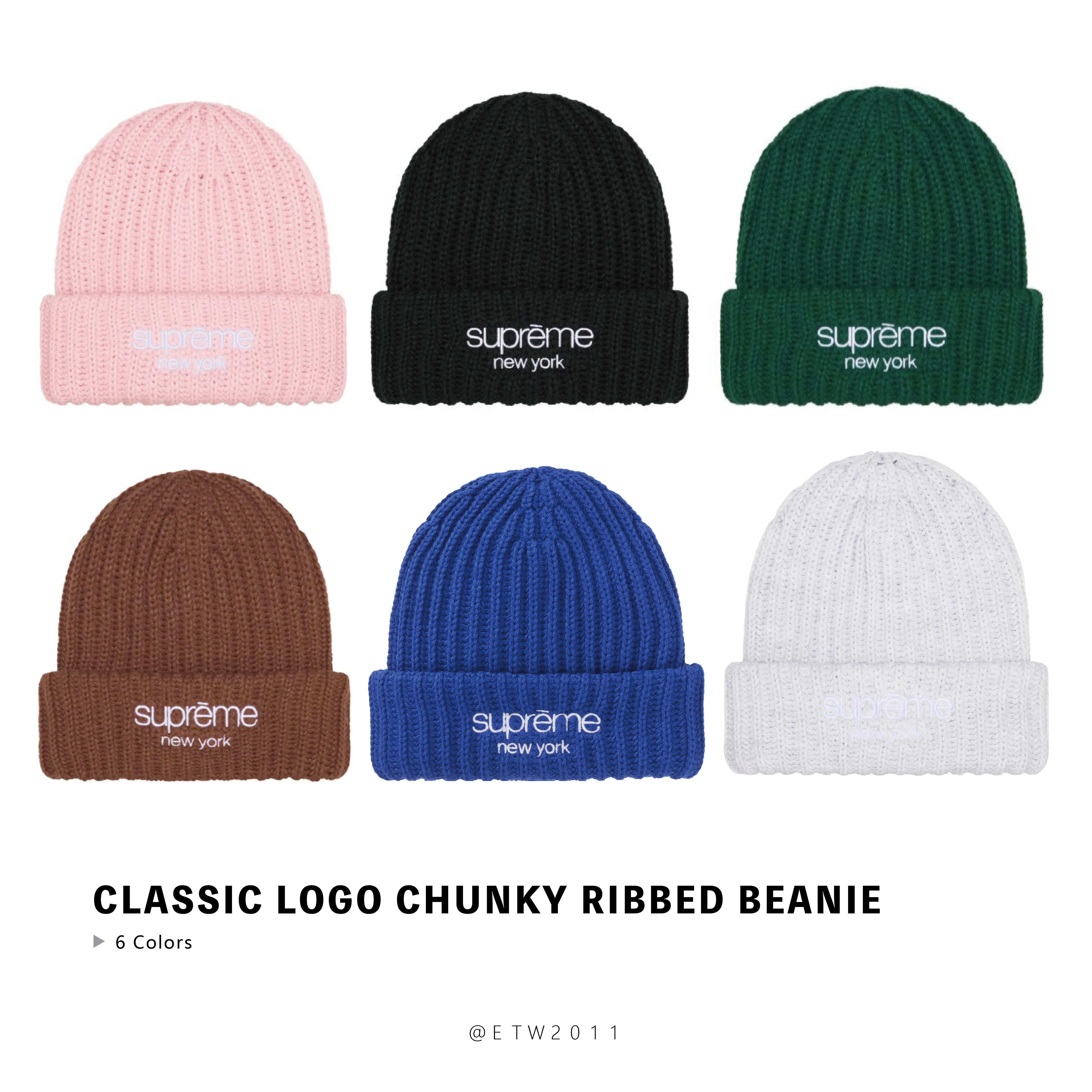 ☆ETW☆【EASY TO WEAR】SUPREME 24FW CLASSIC LOGO CHUNKY RIBBED BEANIE 厚毛帽