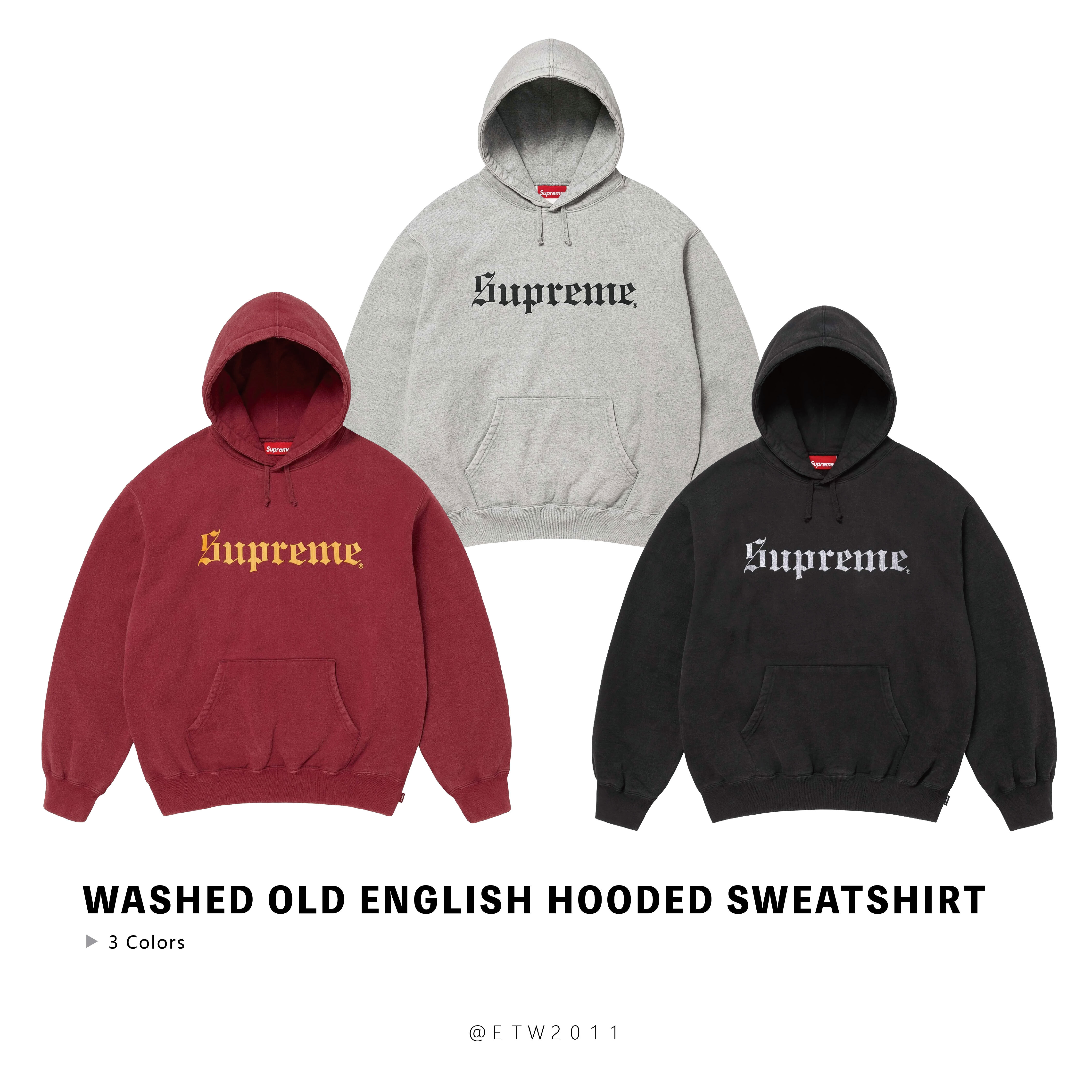 ☆ETW☆【EASY TO WEAR】SUPREME Washed Old English Hooded Sweatshirt 帽T 秋冬