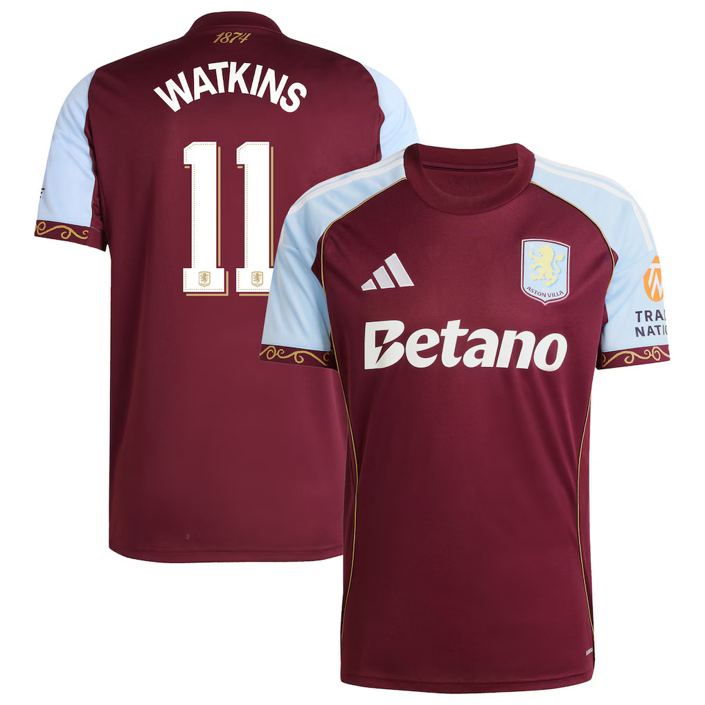2025 Aston Villa Home Shirt with UEFA Nameset (Unofficial UEFA Nameset)