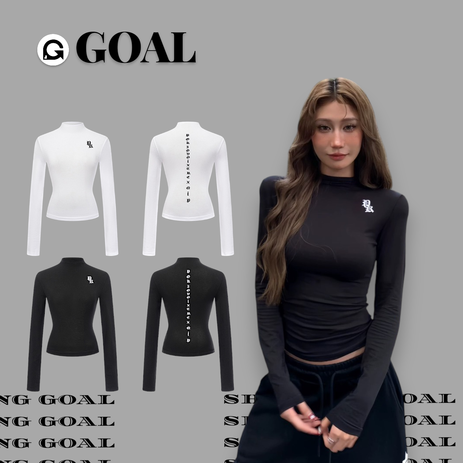 (GOAL)美式復古字母小高領 打底衫 女款 R9163