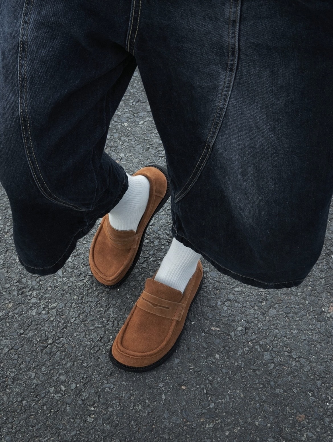 <叫你一聲歐巴!!>KLAMMKICKS 老錢風 麂皮 方頭 樂福鞋 復古棕